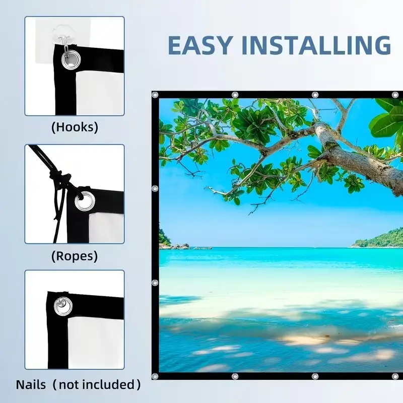 60" Portable White Projection Curtain - Home Theatre &amp; Presentation Screen