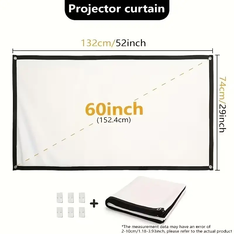 60" Portable White Projection Curtain - Home Theatre & Presentation Screen - image 2 | Free standard UK delivery included | Discount Quality Products