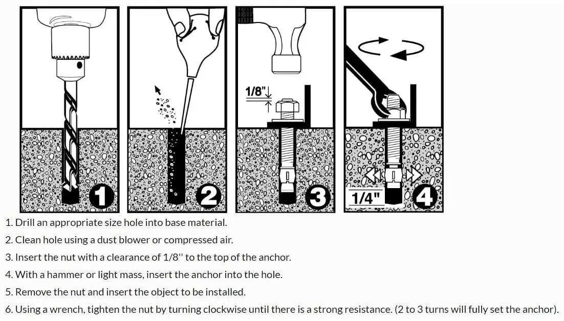 4x M12 x 95mm Anchor Wedge Bolts Throughbolt Wall Fixings Brick Masonry Concrete - image 2 | Free standard UK delivery included | Discount Quality Products