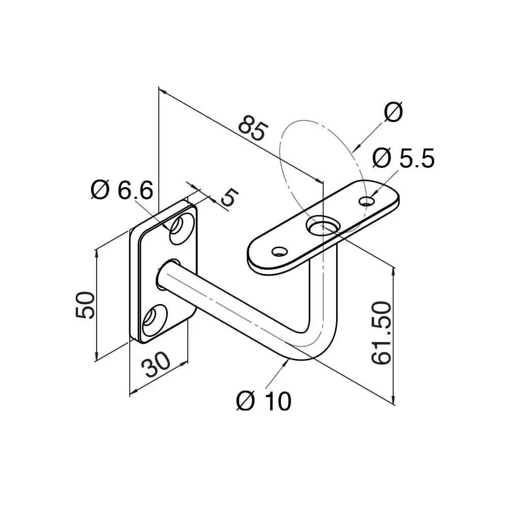 2x Galvanised Steel Railing Bracket Bannister Balcony Handrail Rectangular Plate - image 4 | Free standard UK delivery included | Discount Quality Products