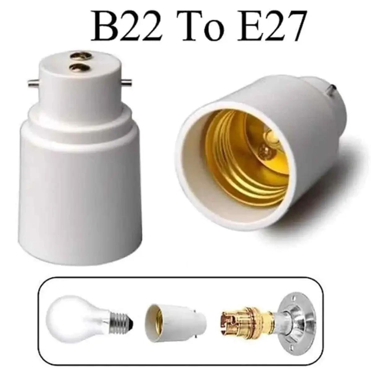 1x Bayonet Cap BC B22 to Edison Screw ES E27 Light Bulb Adaptor Converter Holder - image 4 | Free standard UK delivery included | Discount Quality Products