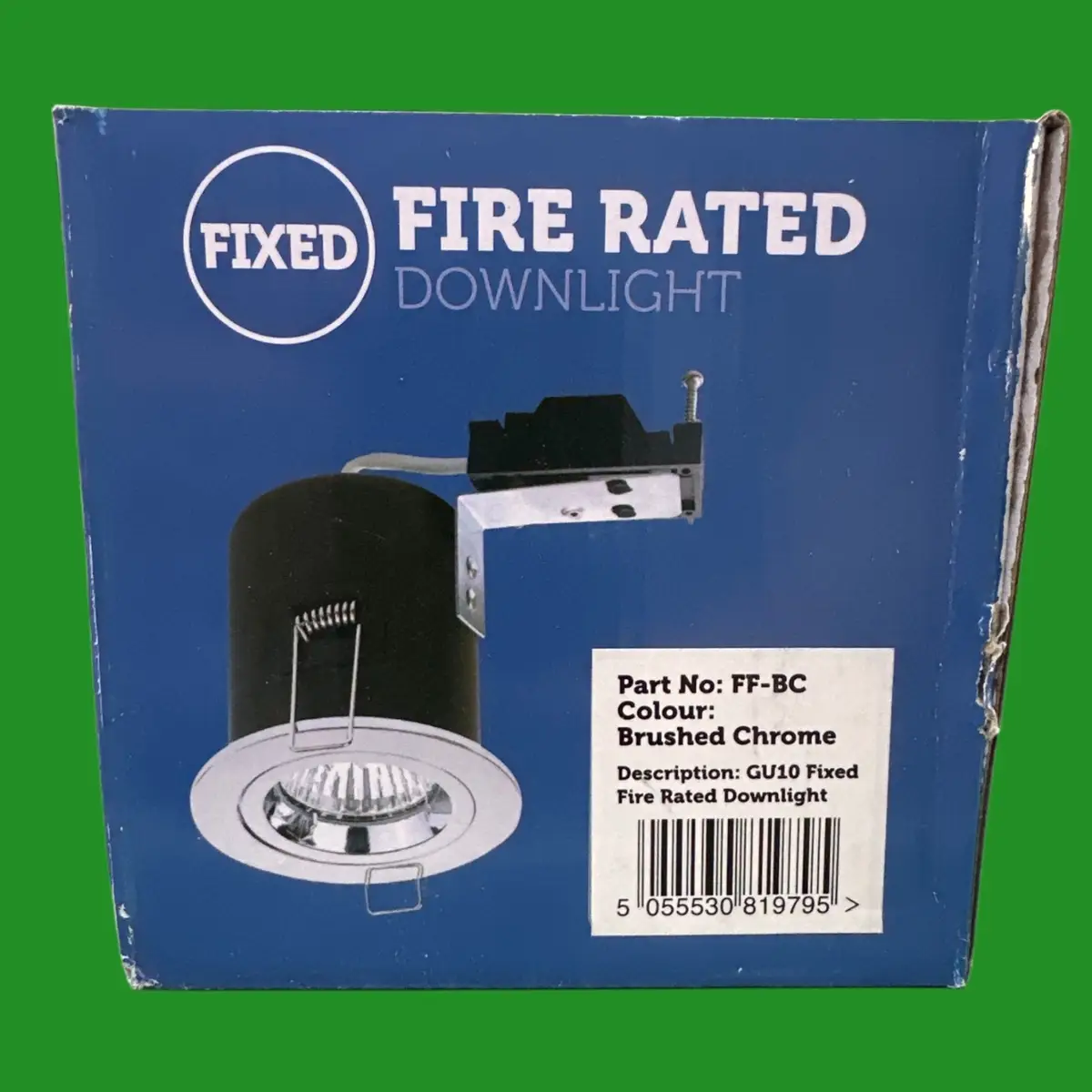 Leyton Lighting GU10 Fire Rated Fixed Brushed Chrome Downlight, LED/Halogen Lamp - image 5 | Free standard UK delivery included | Discount Quality Products