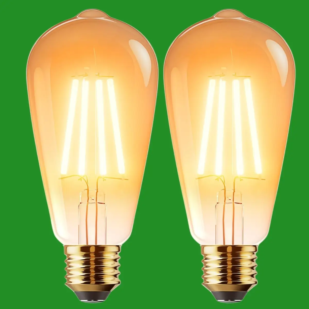 2x 6W (=60W) ST64 LED Filament Antique Amber Light Bulbs ES E27 Screw Lamp 2700K