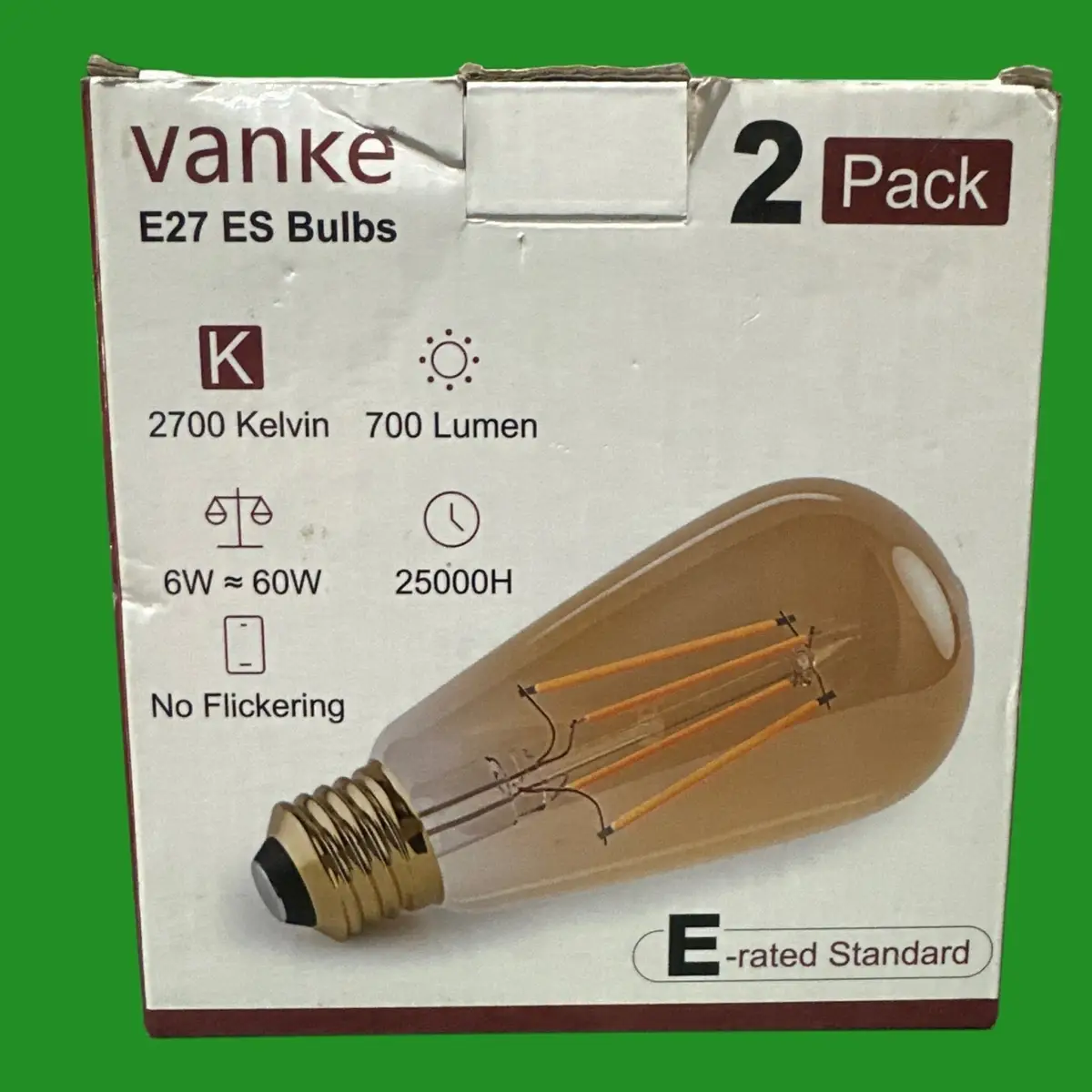 2x 6W (=60W) ST64 LED Filament Antique Amber Light Bulbs ES E27 Screw Lamp 2700K - image 4 | Free standard UK delivery included | Discount Quality Products