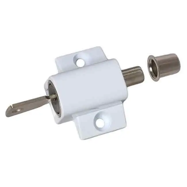 Sliding Patio Door Security Lock Deadbolt Push Key, White, UPVC Metal Windows
