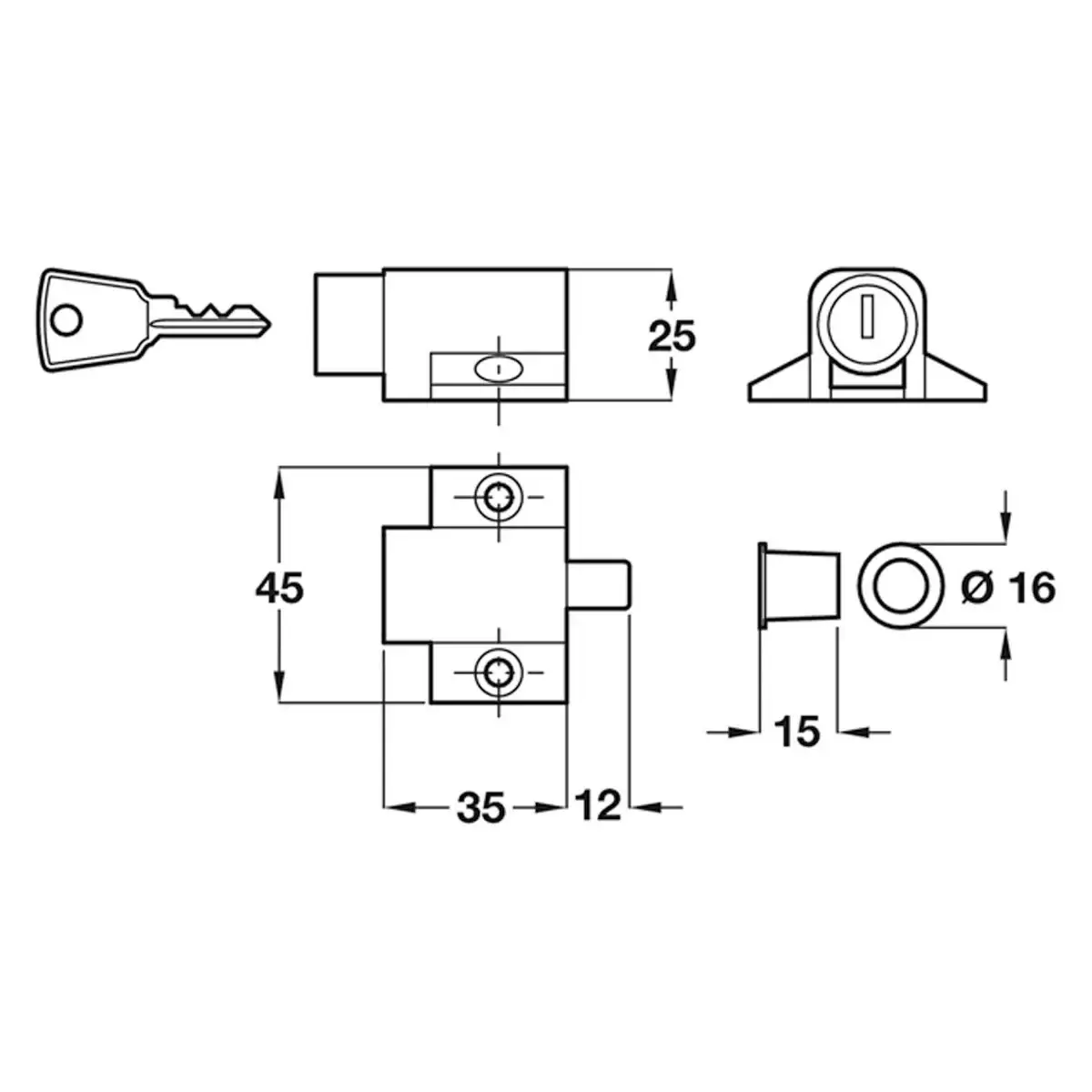 Sliding Patio Door Security Lock Deadbolt Push Key, Silver, UPVC Metal Windows - image 3 | Free standard UK delivery included | Discount Quality Products