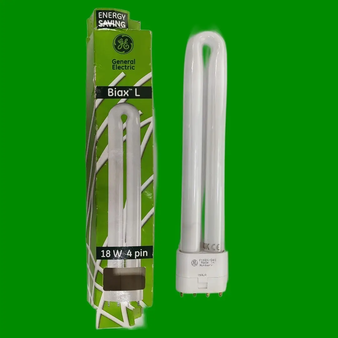 1x 18W GE Dimmable 2G11 Light Bulb 4 Pin PLL F18BX/840 CFL 4000K Cool White Lamp