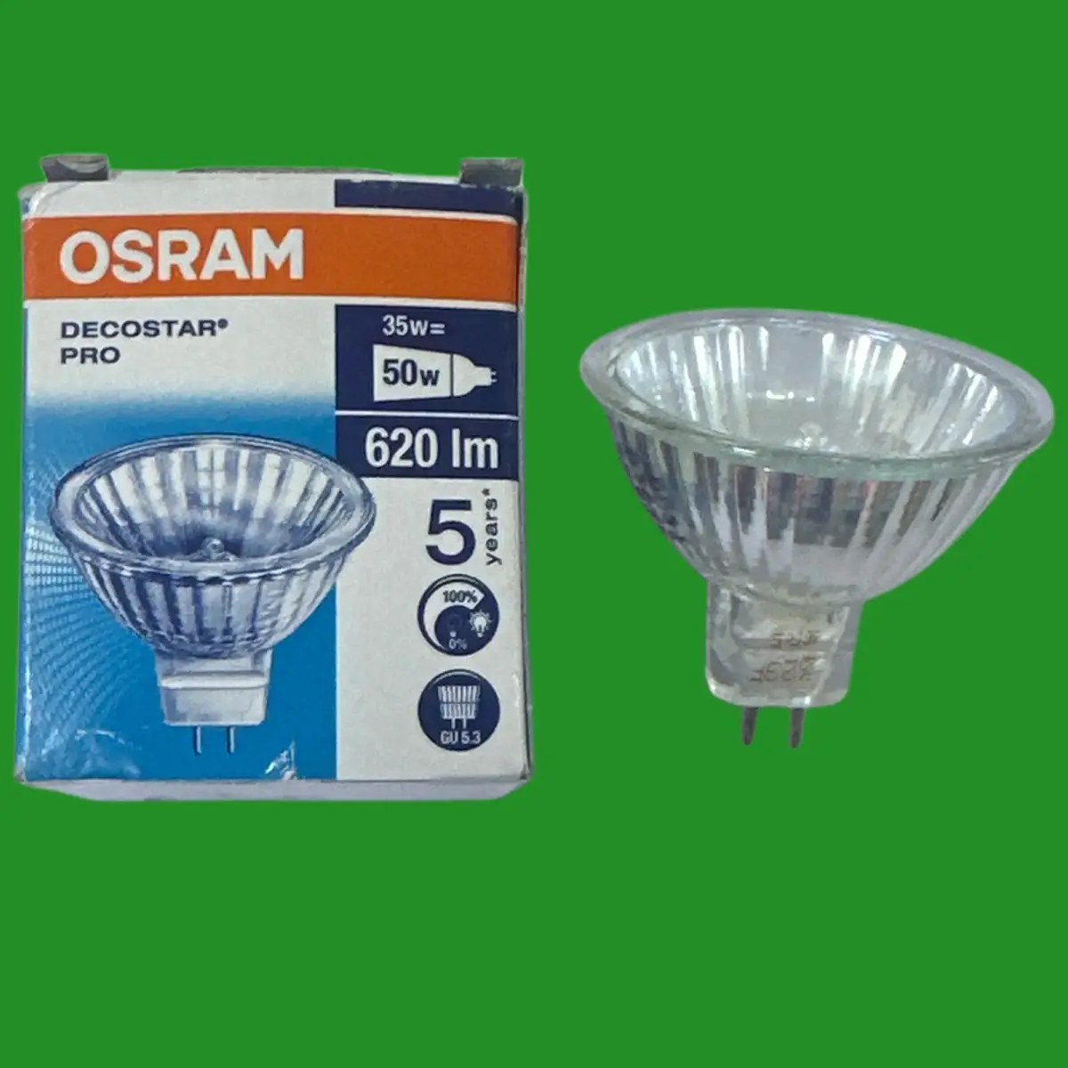 2x 35W (=50W) Osram MR16 GU5.3 48865 WFL 12V Halogen Reflector Spot Light Bulb