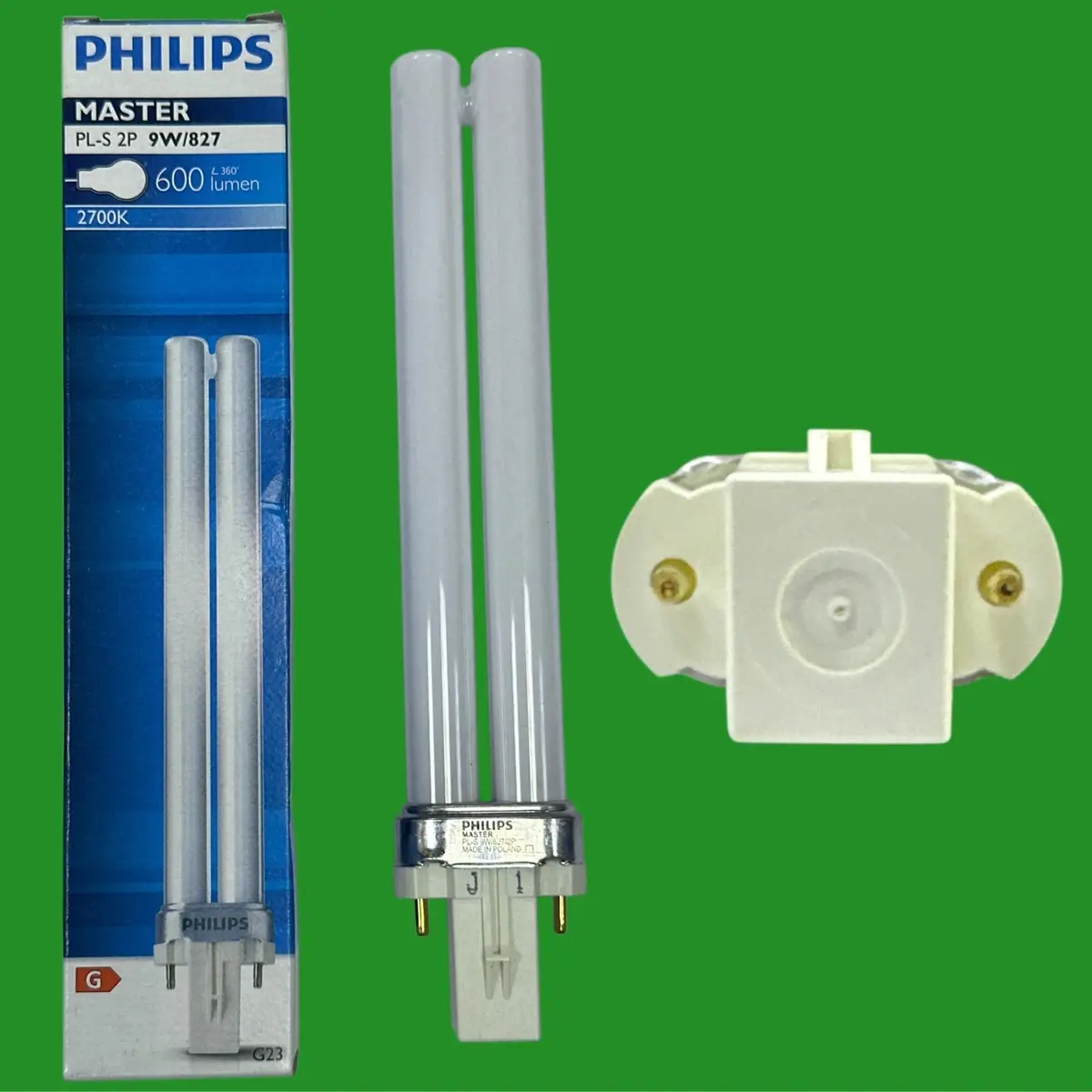 1x 9W Philips G23 2 pin Low Energy CFL PLS Stick Light Bulb 2700K 827 Lamp