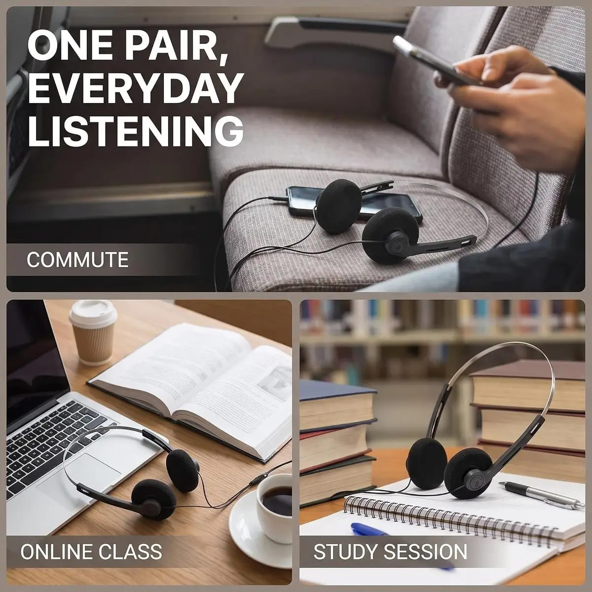 1x Lightweight Wired Retro Style Stereo Headphones 3.5mm Jack with 6.3mm Adaptor - image 6 | Free standard UK delivery included | Discount Quality Products