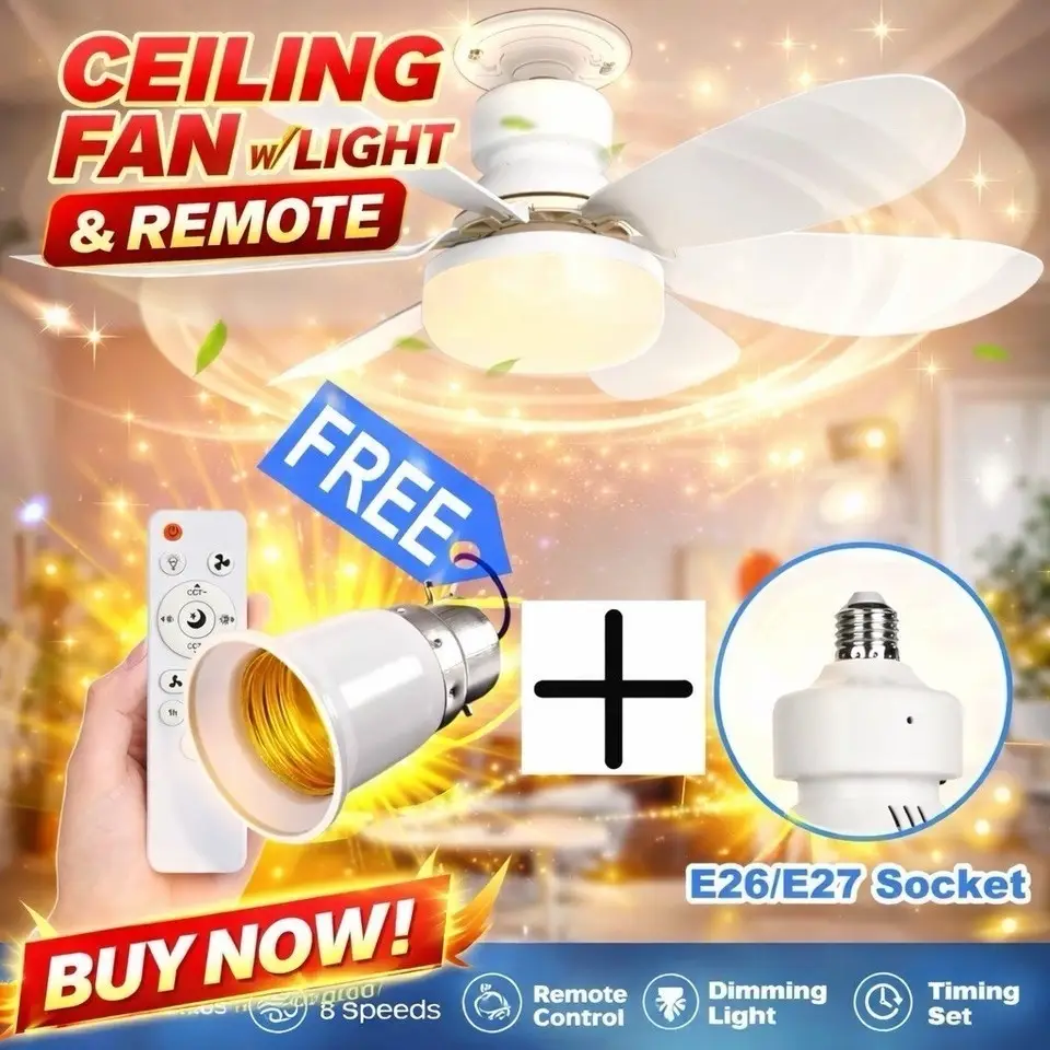 20.5" Ceiling Fan & Dimmable LED Light, E27 B22, Quiet, Remote Control, 3 Speeds - image 9 | Free standard UK delivery included | Discount Quality Products