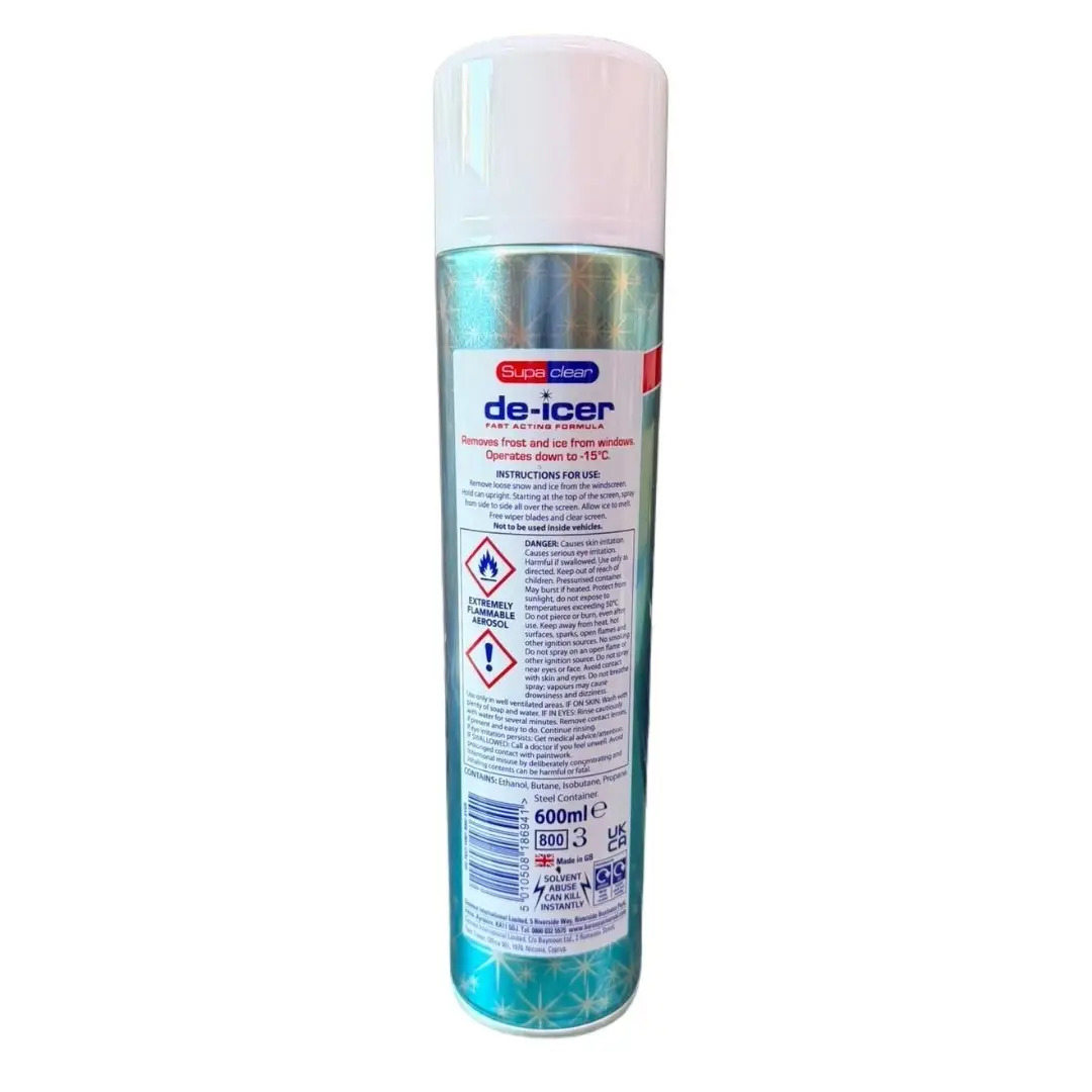 1x 600ml Supaclear Car Windscreen De-Icer Spray Aerosol Ice Frost Snow DEICER - image 2 | Free standard UK delivery included | Discount Quality Products