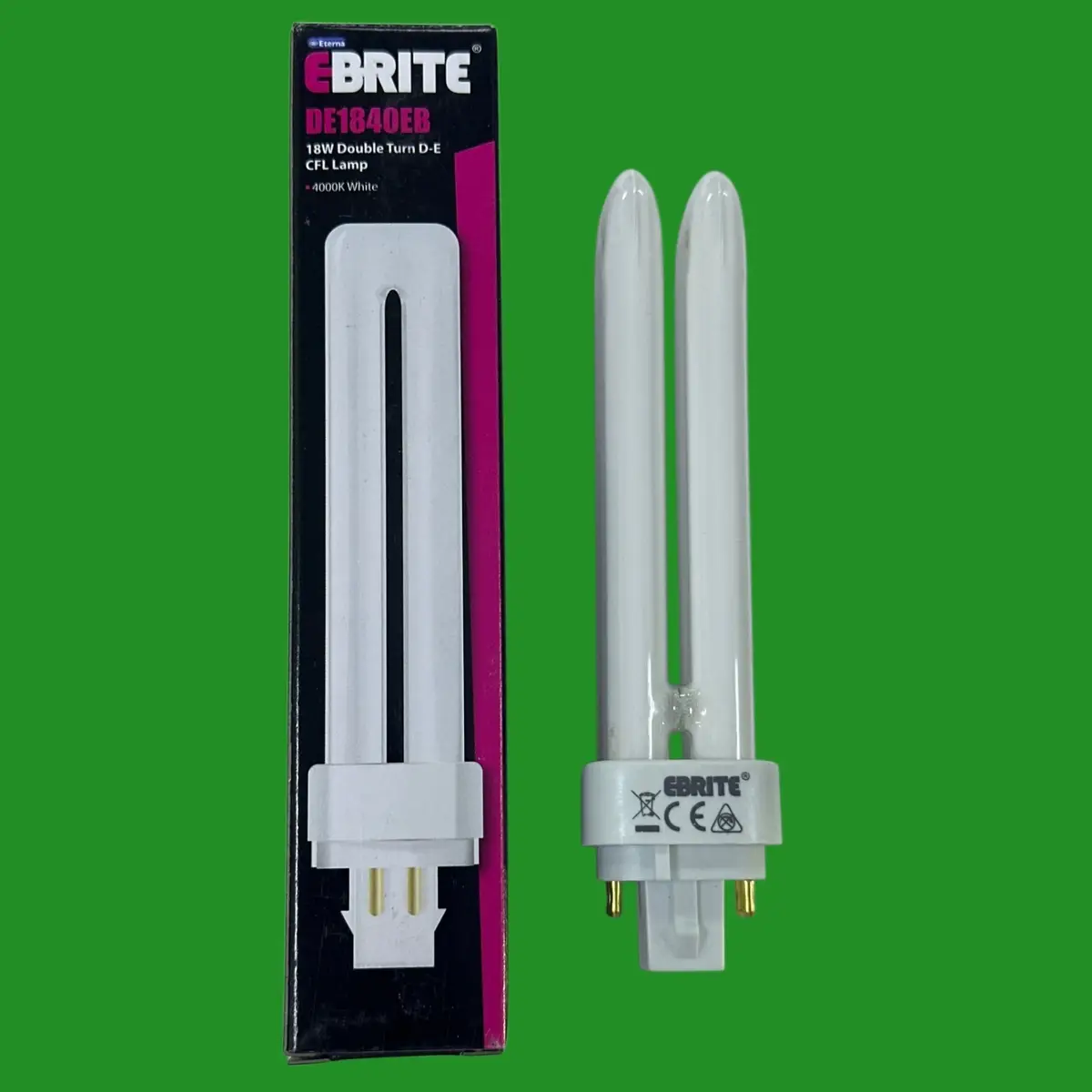 1x 18W Ebrite G24q-2, 4 pin 4000K Low Energy CFL PLC Light Bulb Lamp - image 2 | Free standard UK delivery included | Discount Quality Products