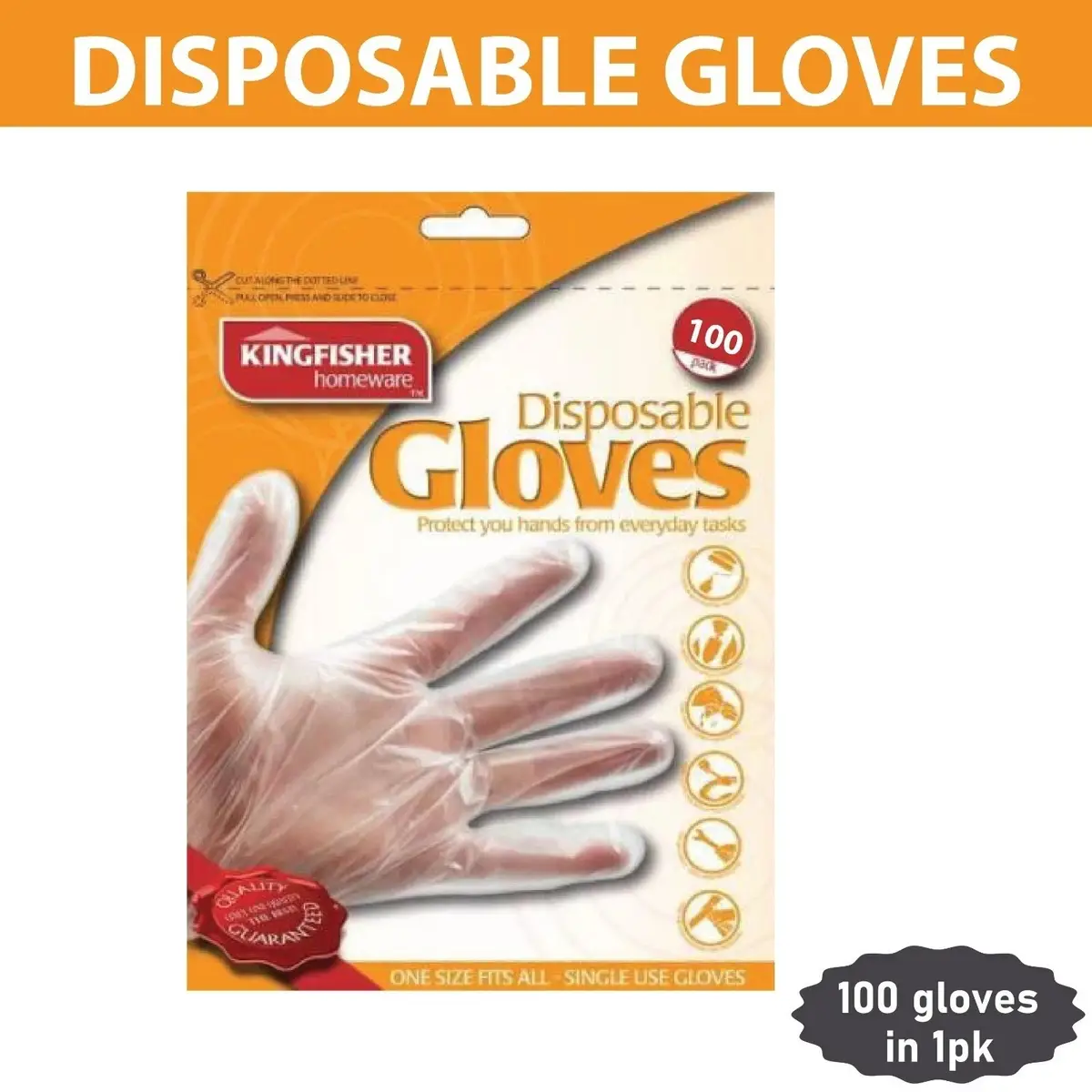 100 Disposable Plastic Polythene PE Gloves Clear One Size Kitchen Cleaning DIY