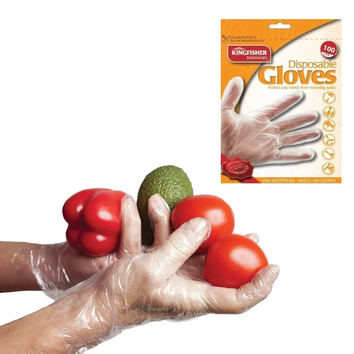 100 Disposable Plastic Polythene PE Gloves Clear One Size Kitchen Cleaning DIY - image 2 | Free standard UK delivery included | Discount Quality Products