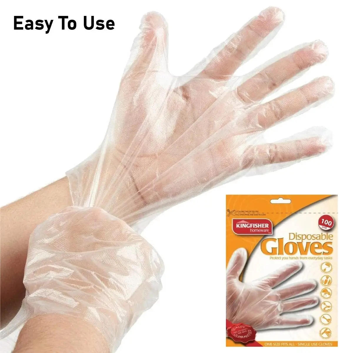100 Disposable Plastic Polythene PE Gloves Clear One Size Kitchen Cleaning DIY - image 5 | Free standard UK delivery included | Discount Quality Products