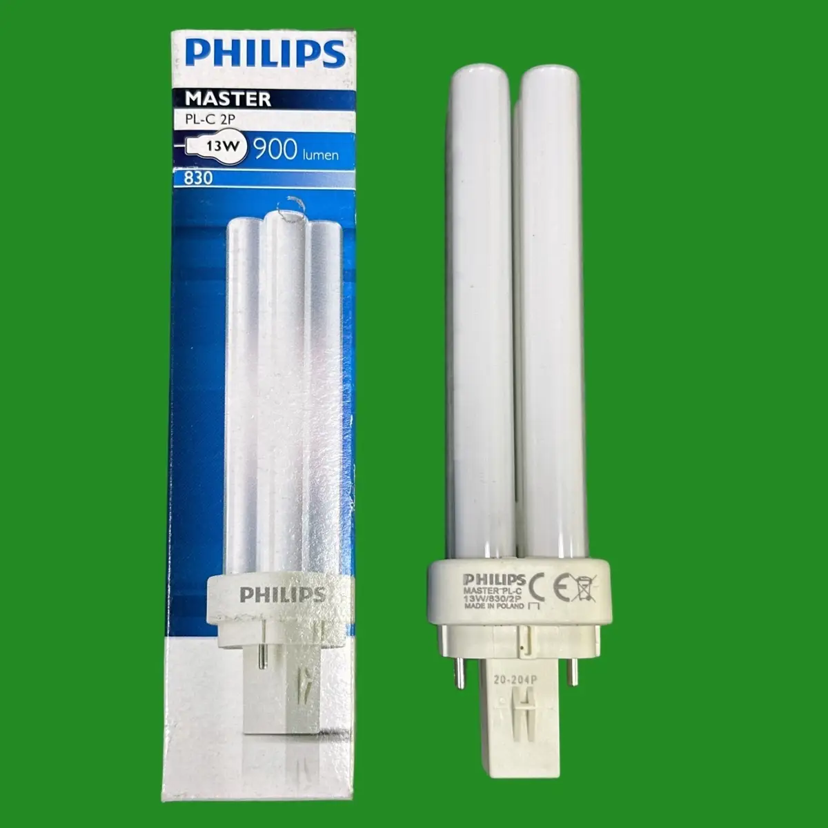 1x 13W Philips G24d-1 2 pin Low Energy CFL BLD Double Turn Light Bulb 3000K Lamp