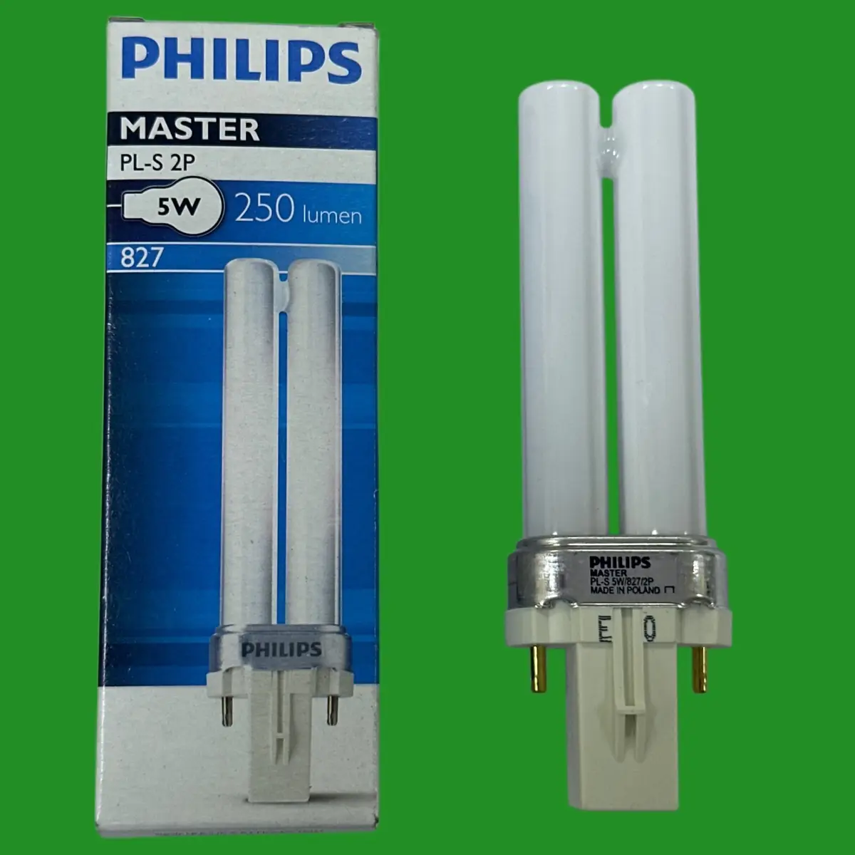 5W Philips G23 2 pin Low Energy CFL Light Bulb Master PL-S Stick 2700K 827 Lamp