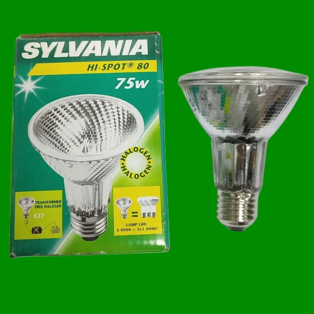 75W Sylvania Clear PAR25 Halogen Reflector Dimmable Flood Light Bulb ES E27 Lamp