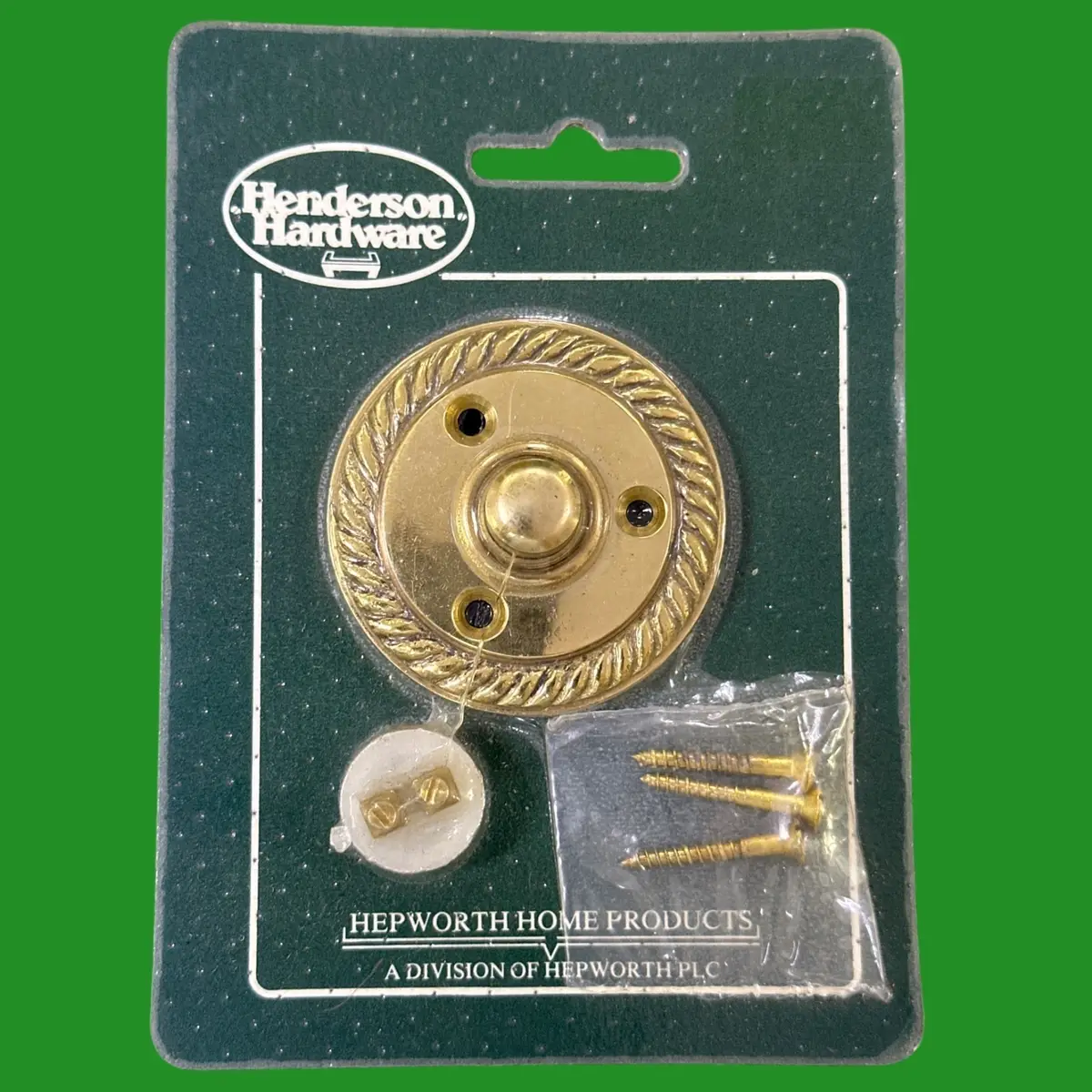 Vintage Georgian Polished Brass Round Door Bell Push, Rope Edge Hard Wired Chime - image 2 | Free standard UK delivery included | Discount Quality Products