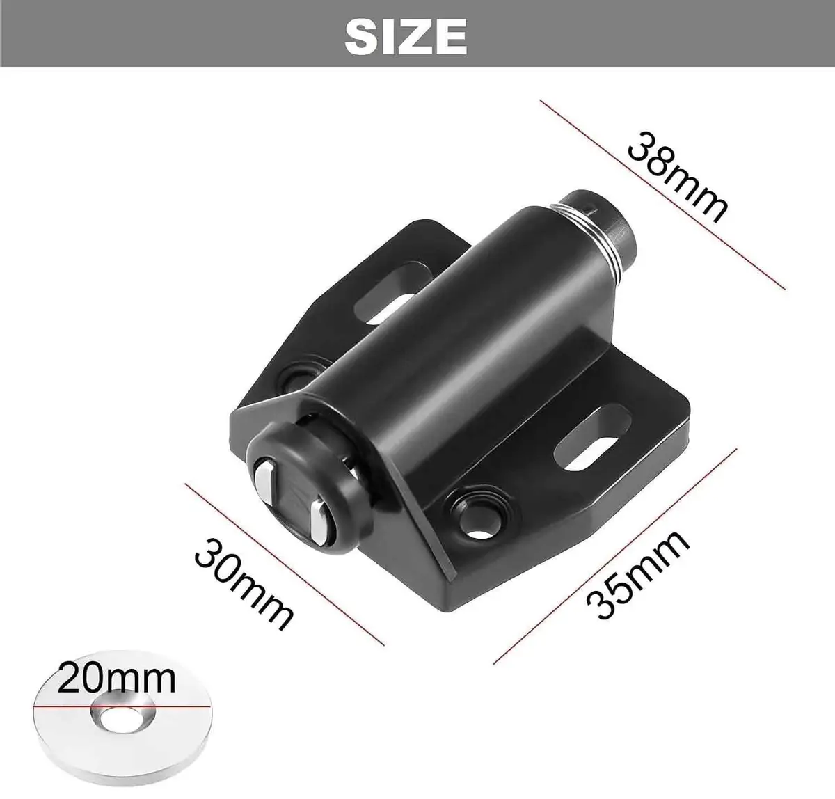 1x Black Push to Open Door Catch Latch Single Magnetic Pressure Touch Release - image 2 | Free standard UK delivery included | Discount Quality Products