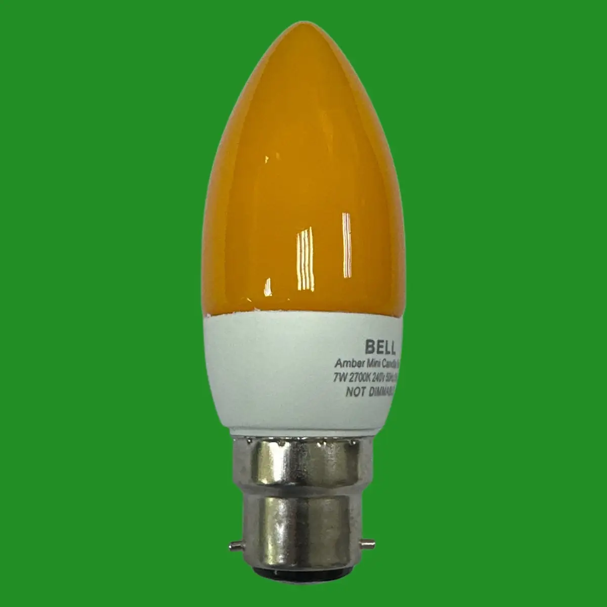 1x 7W (=40W) Bell CFL Amber Coloured Candle Light Bulb BC B22 Low Energy Lamp - image 2 | Free standard UK delivery included | Discount Quality Products