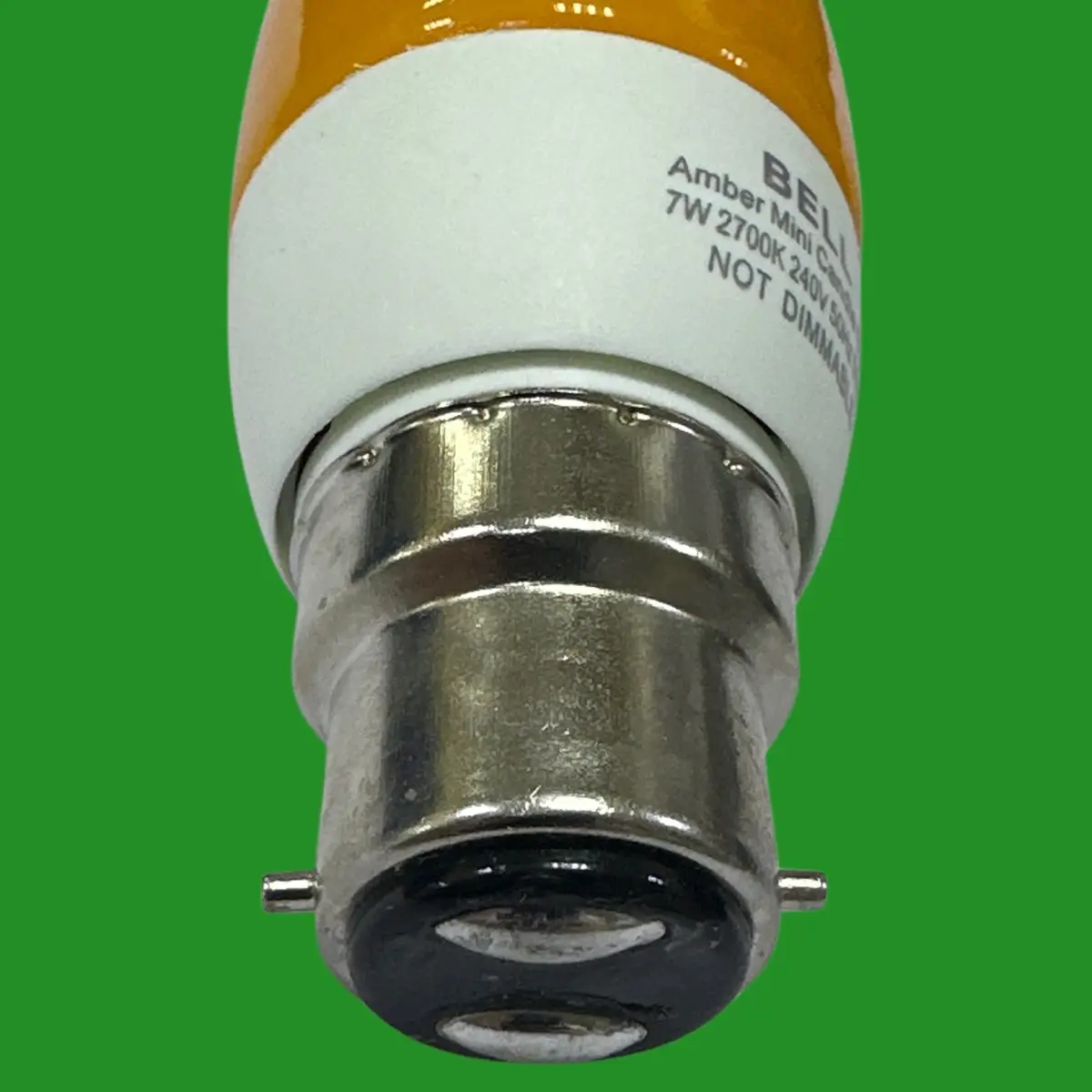 1x 7W (=40W) Bell CFL Amber Coloured Candle Light Bulb BC B22 Low Energy Lamp - image 3 | Free standard UK delivery included | Discount Quality Products