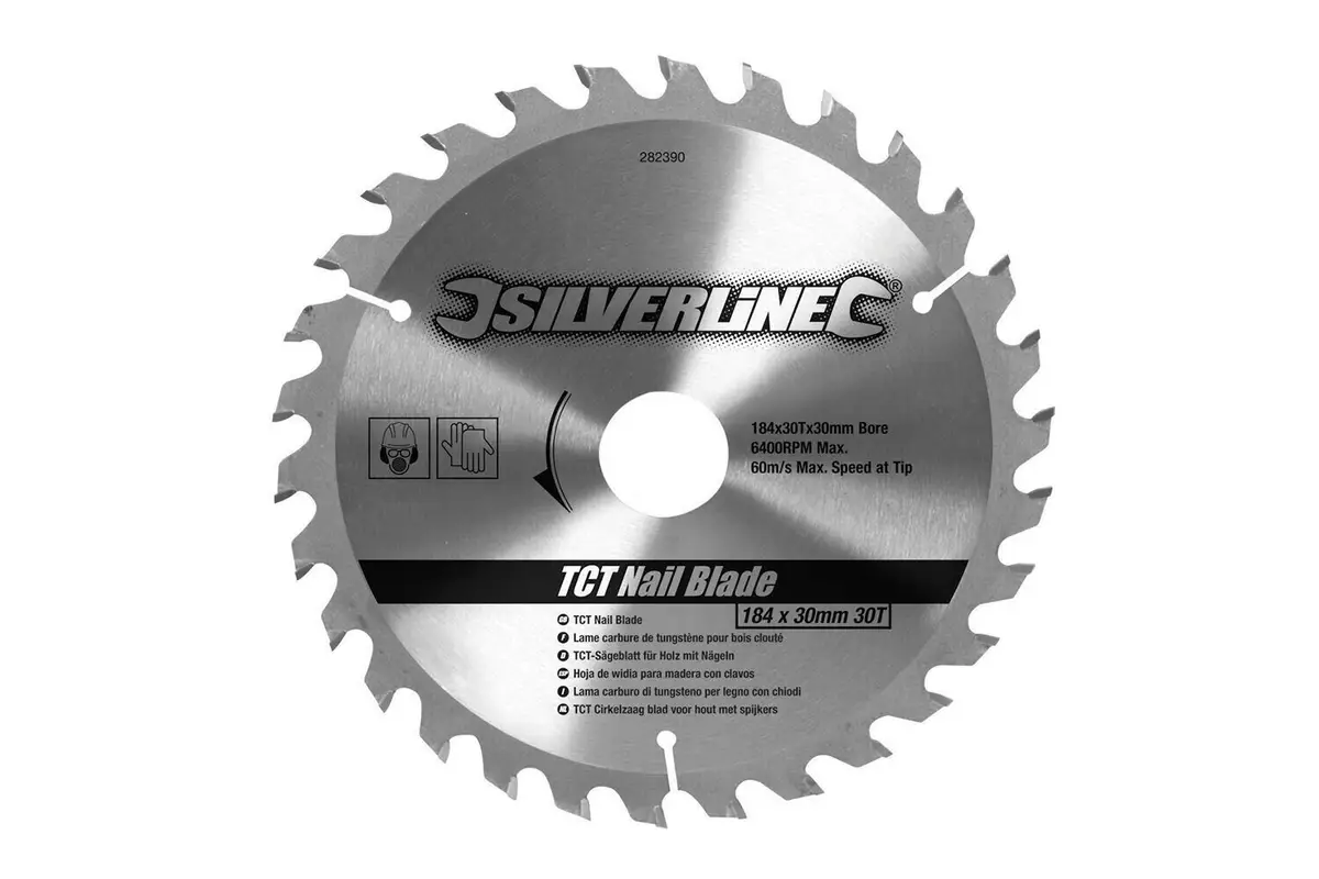 Circular Wood Saw TCT Nail Blade 30T 184 x 30 No Rings, Woo &amp; MDF, Plasterboard