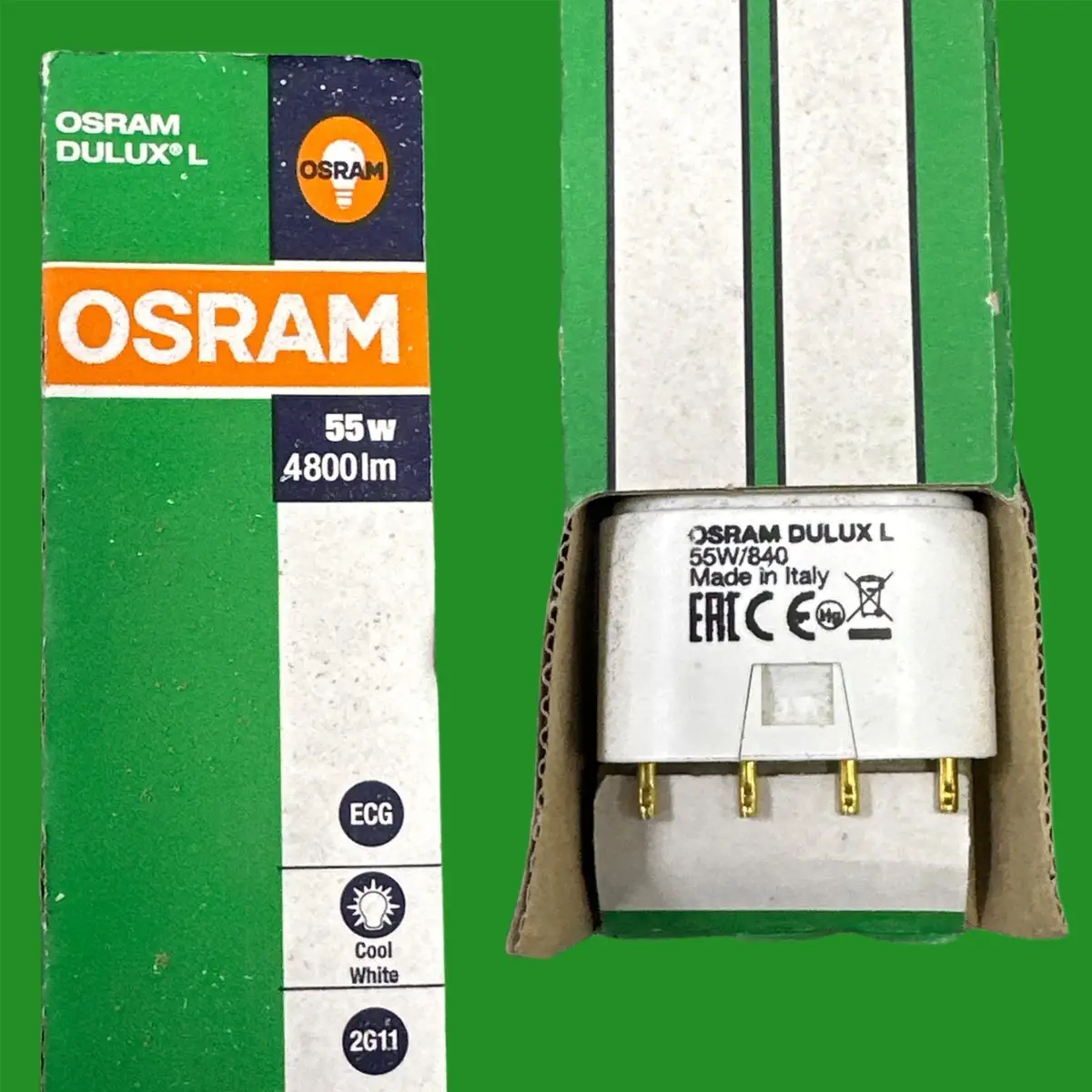 1x 55W OSRAM DIMMABLE 2G11 4 Pin Light Bulb PLL CFL 840 4000K Cool White Lamp - image 2 | Free standard UK delivery included | Discount Quality Products