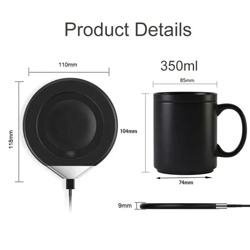 Inheat Mug Warmer Charging Coaster for Coffee Tea, Wireless Phone Charger, Black - image 3 | Free standard UK delivery included | Discount Quality Products