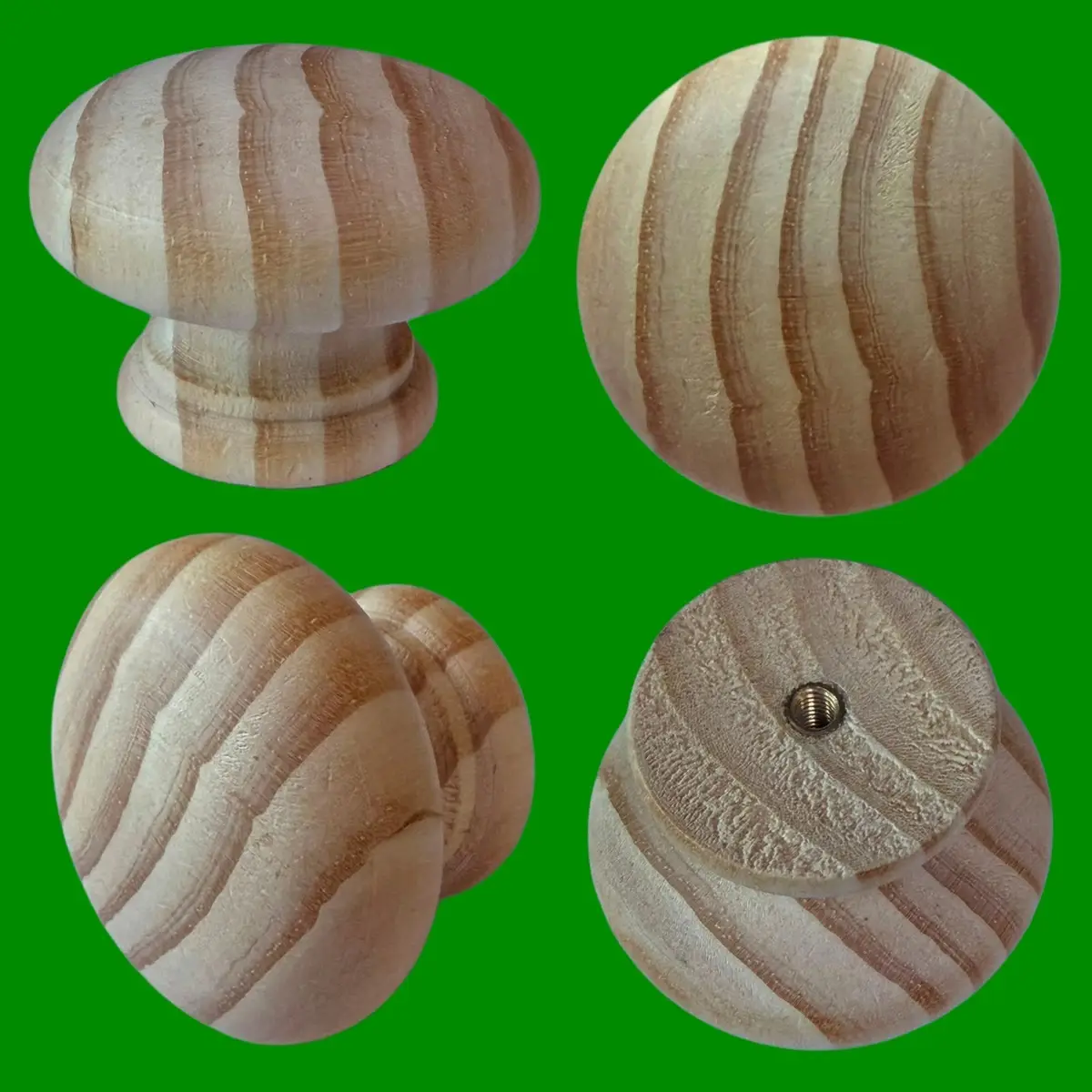6x Round 50mm Wooden Pine Door Knob Handle Cabinet Drawer Cupboard Furniture