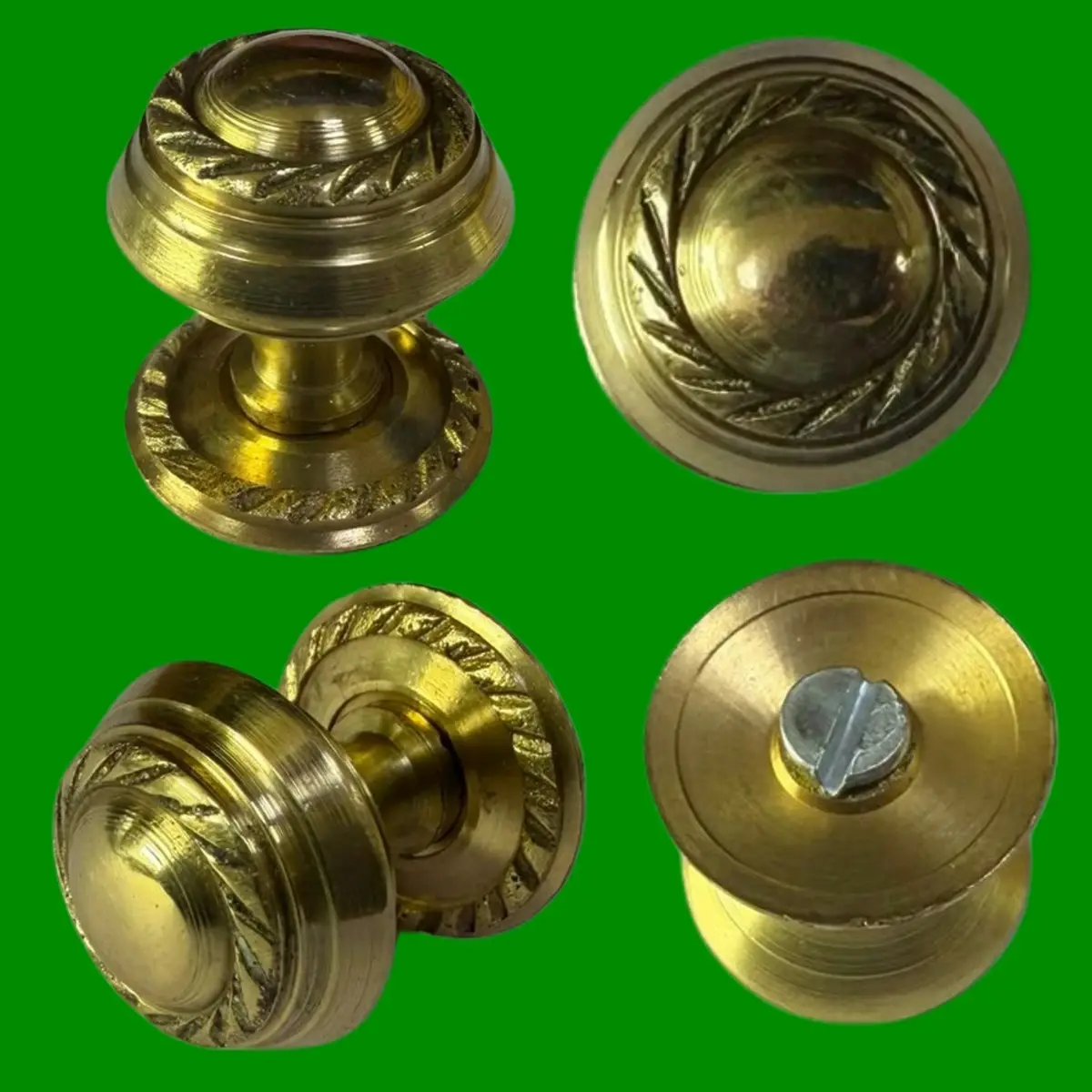 4x Small Round 20mm Brass Door Knob Handle, Cabinet Drawer, Cupboard, Furniture