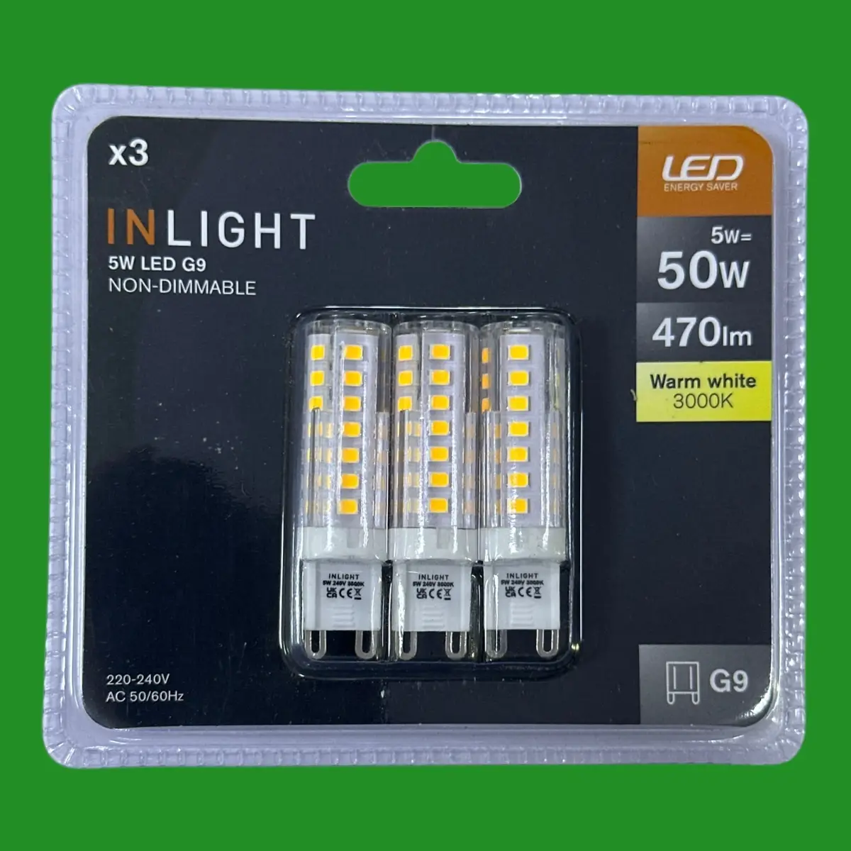 3x 5W (=50W) G9 LED Capsule Light Bulbs 3000K Warm White Halogen Replacement