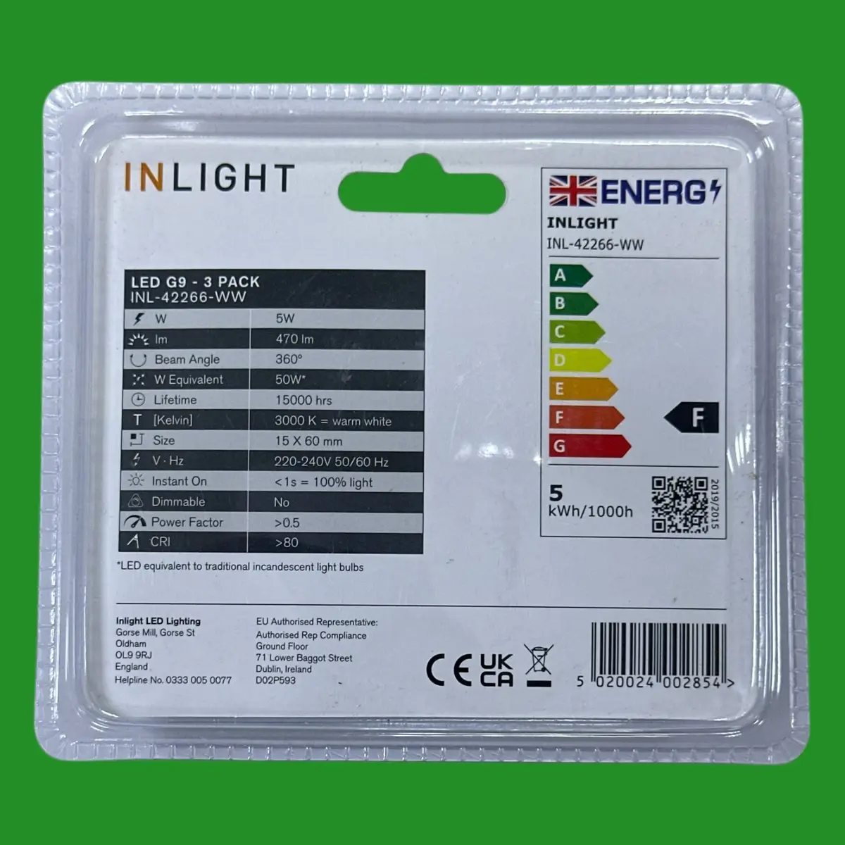 3x 5W (=50W) G9 LED Capsule Light Bulbs 3000K Warm White Halogen Replacement - image 2 | Free standard UK delivery included | Discount Quality Products