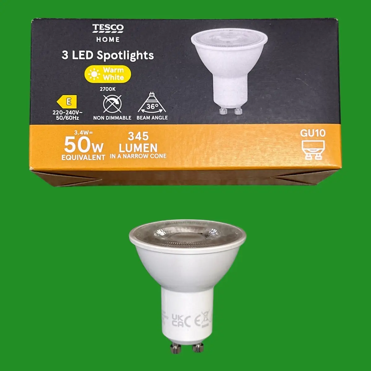 3x 3.4W =50W Home LED GU10 Reflector Spot Light Bulbs 2700K Warm White 36 Degree