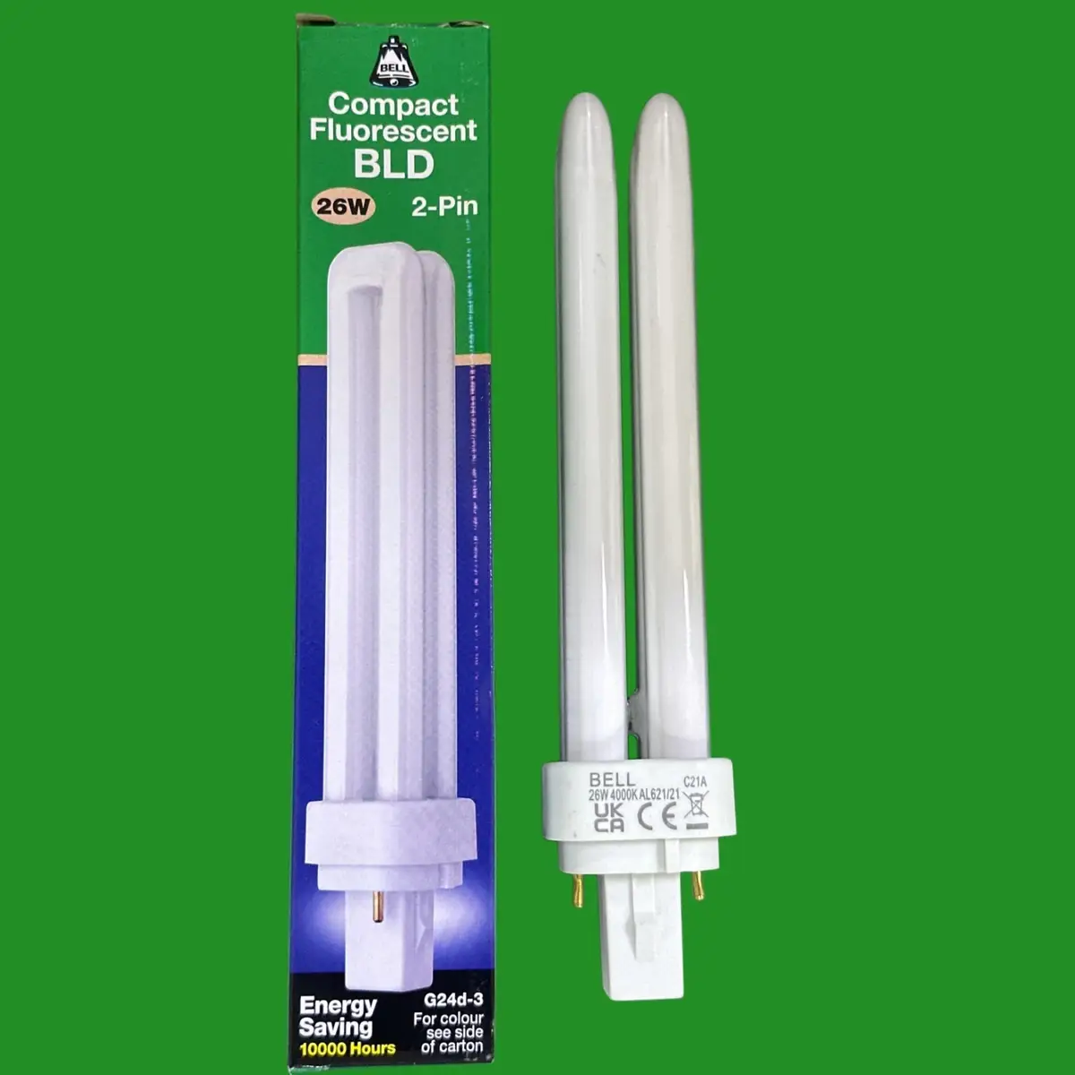 4x 26W BELL G24d-3, 2 pin CFL Light Bulbs, 840 4000K Low Energy PL PLC Lamp