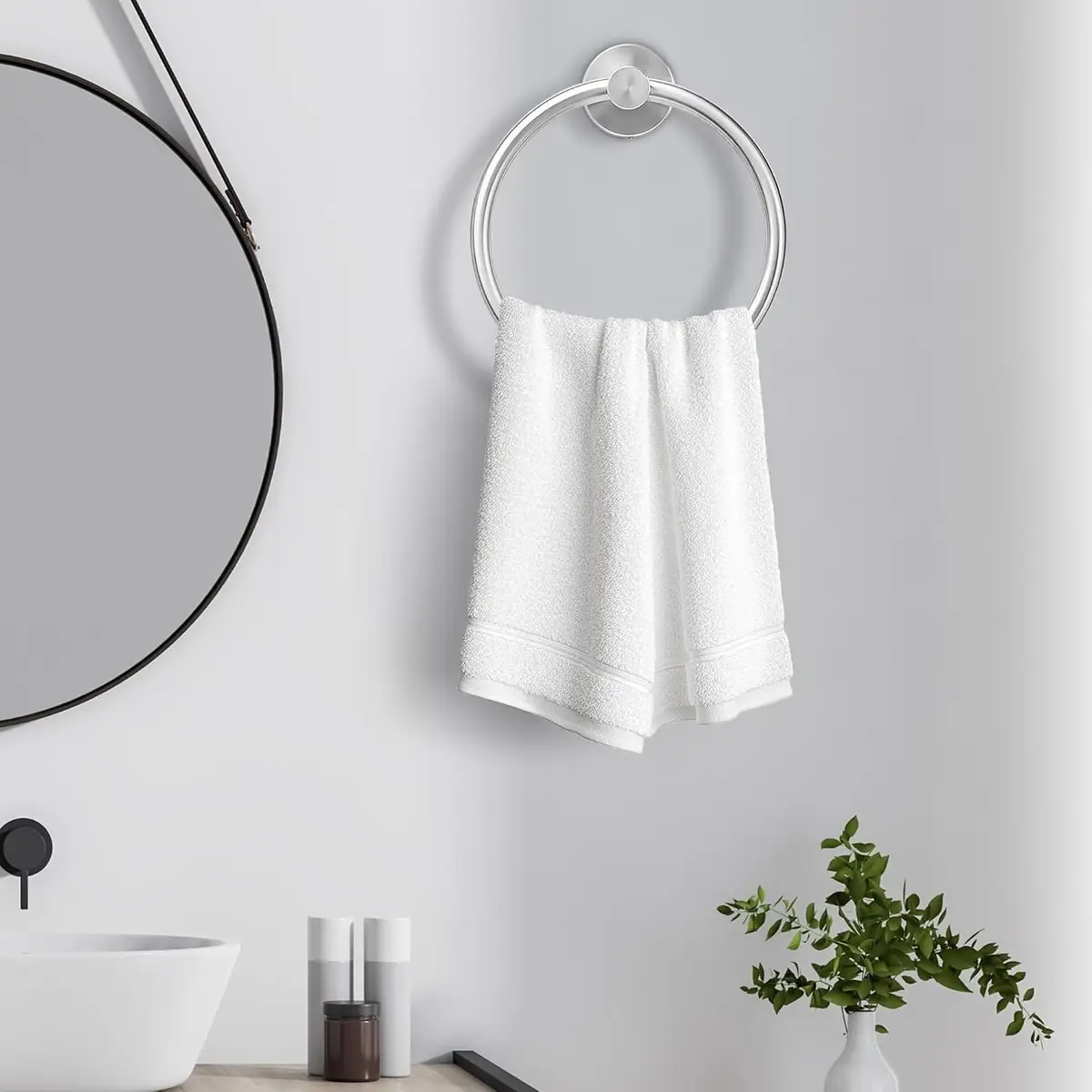 1x Chrome Hand Towel Ring Holder Rack, Self-Adhesive, Stainless Steel, Bathroom - image 3 | Free standard UK delivery included | Discount Quality Products