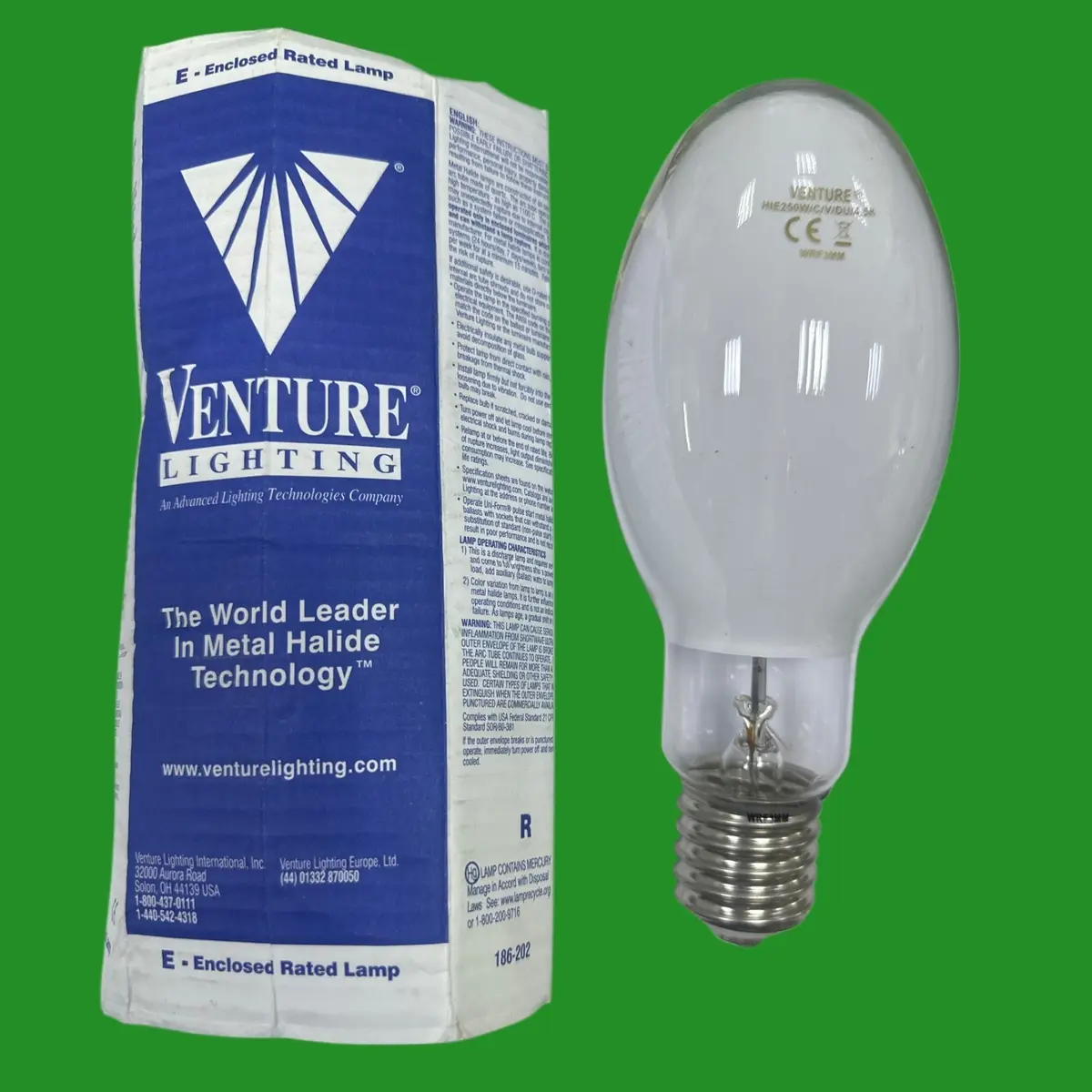 250W Venture MHL Metal Halide Elliptical Light Bulb Lamp GES E40 186-202 4500K