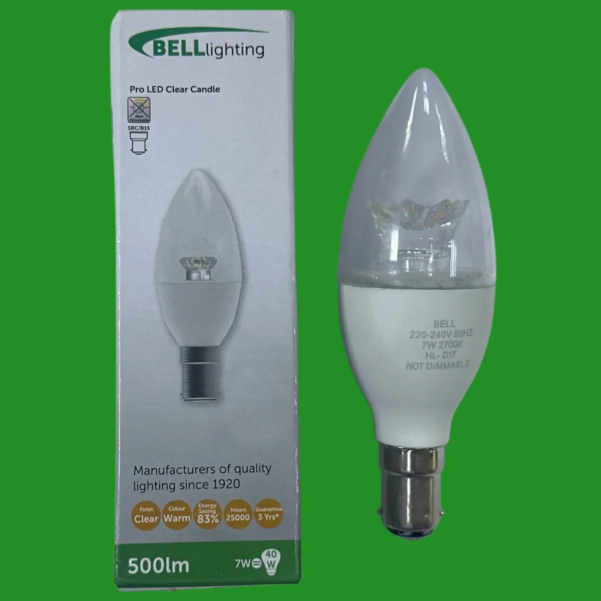 4x 7W (=40W) BELL Pro LED Clear Candle Light Bulbs SBC B15 Small Bayonet 2700K