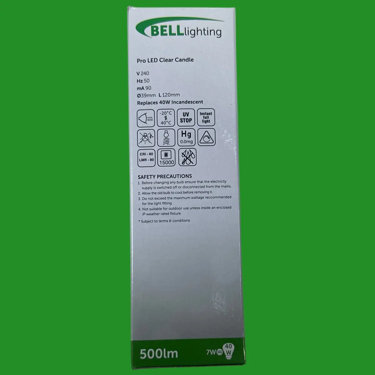 2x 7W (=40W) BELL Dimmable Pro LED Clear Candle Light Bulbs SBC B15 2700K Lamp - image 3 | Free standard UK delivery included | Discount Quality Products