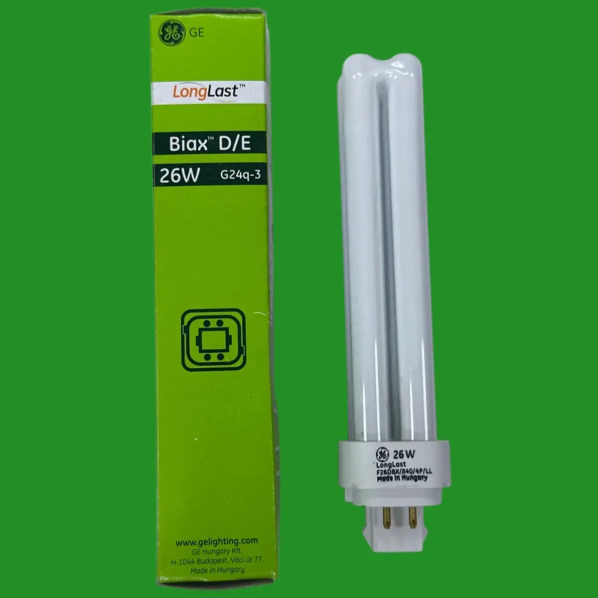 2x 26W GE Dimmable G24q-3, 4 pin, 4000K 840 Low Energy CFL Light Bulb PL Lamp - image 2 | Free standard UK delivery included | Discount Quality Products