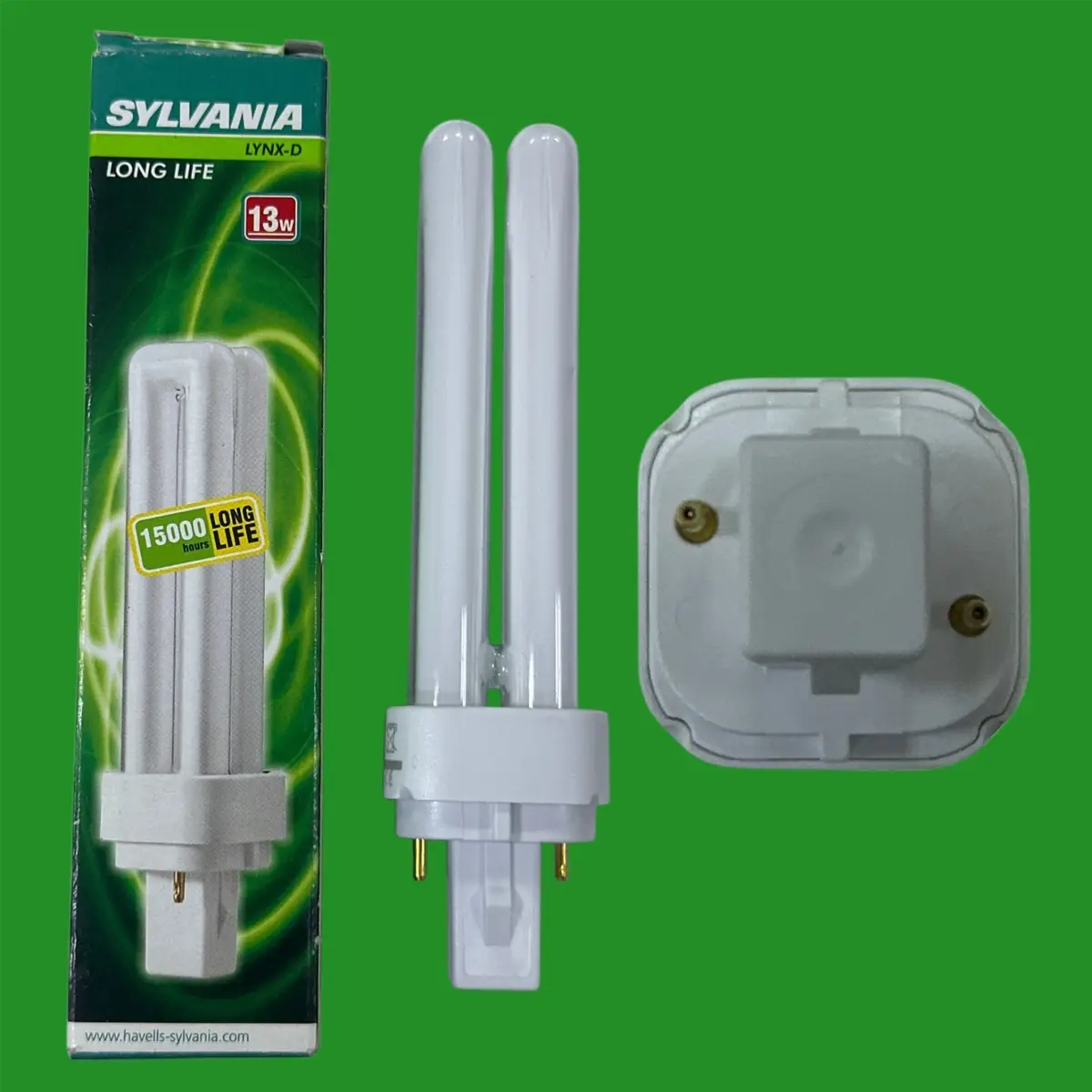 1x 13W Sylvania G24d-1 2 pin Low Energy CFL PL Light Bulb 4000K Cool White Lamp