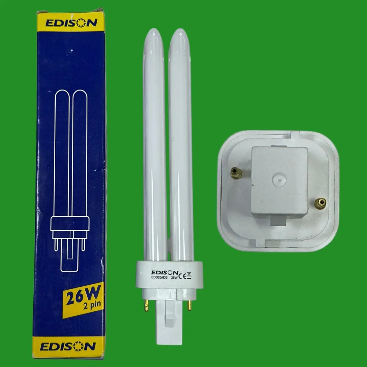 1x 26W Edison G24d-3, 2 pin, Low Energy CFL PL Light Bulb 3500K 835 White Lamps