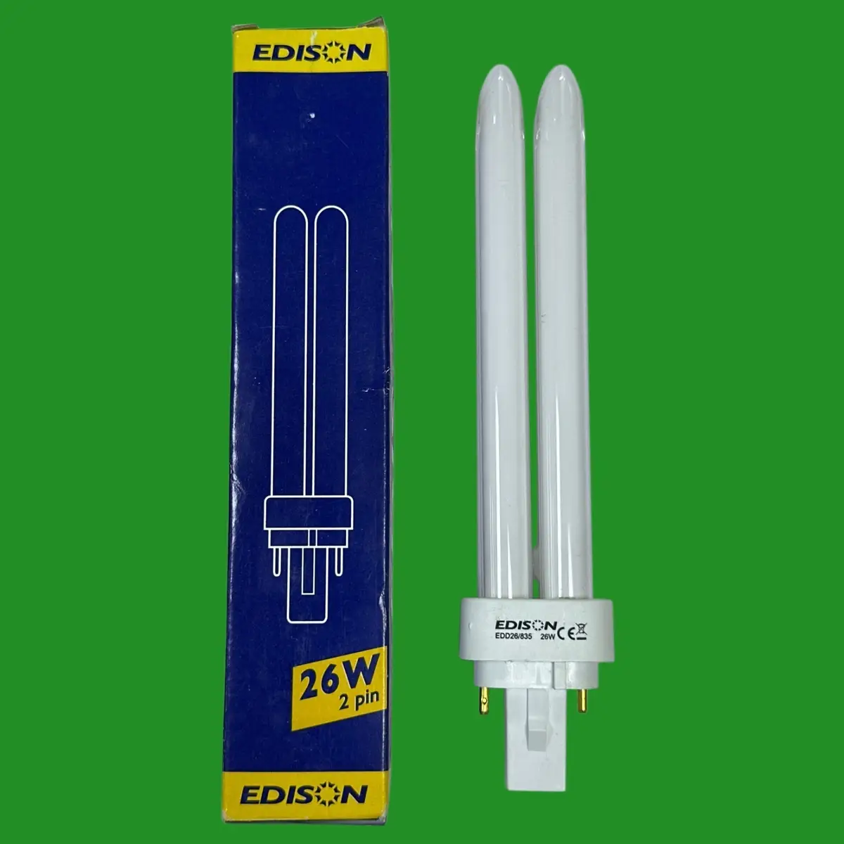 1x 26W Edison G24d-3, 2 pin, Low Energy CFL PL Light Bulb 3500K 835 White Lamps - image 2 | Free standard UK delivery included | Discount Quality Products