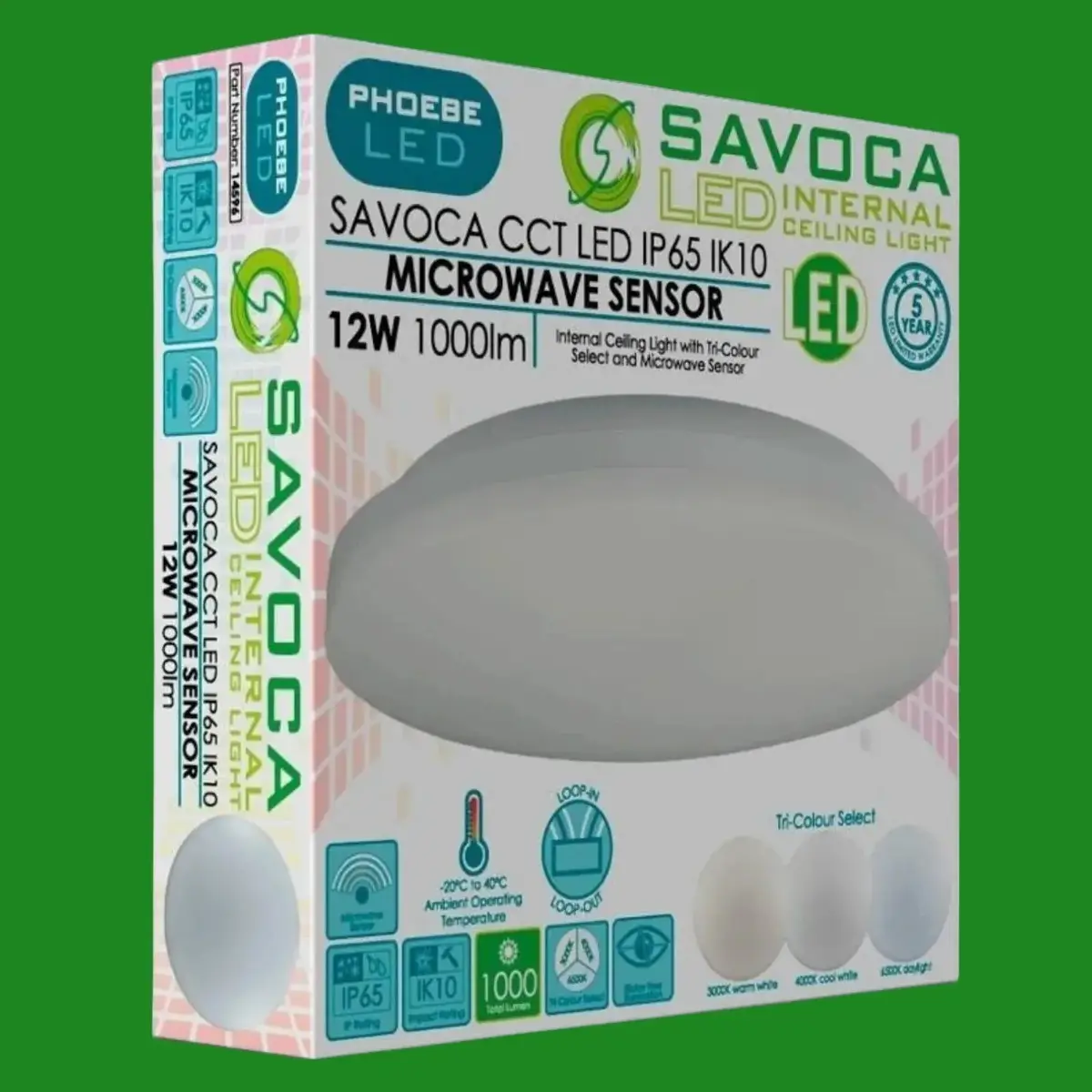 12W IP65 CCT LED 300mm Microwave Sensor Ceiling Bulkhead Motion Sensor Light - image 3 | Free standard UK delivery included | Discount Quality Products