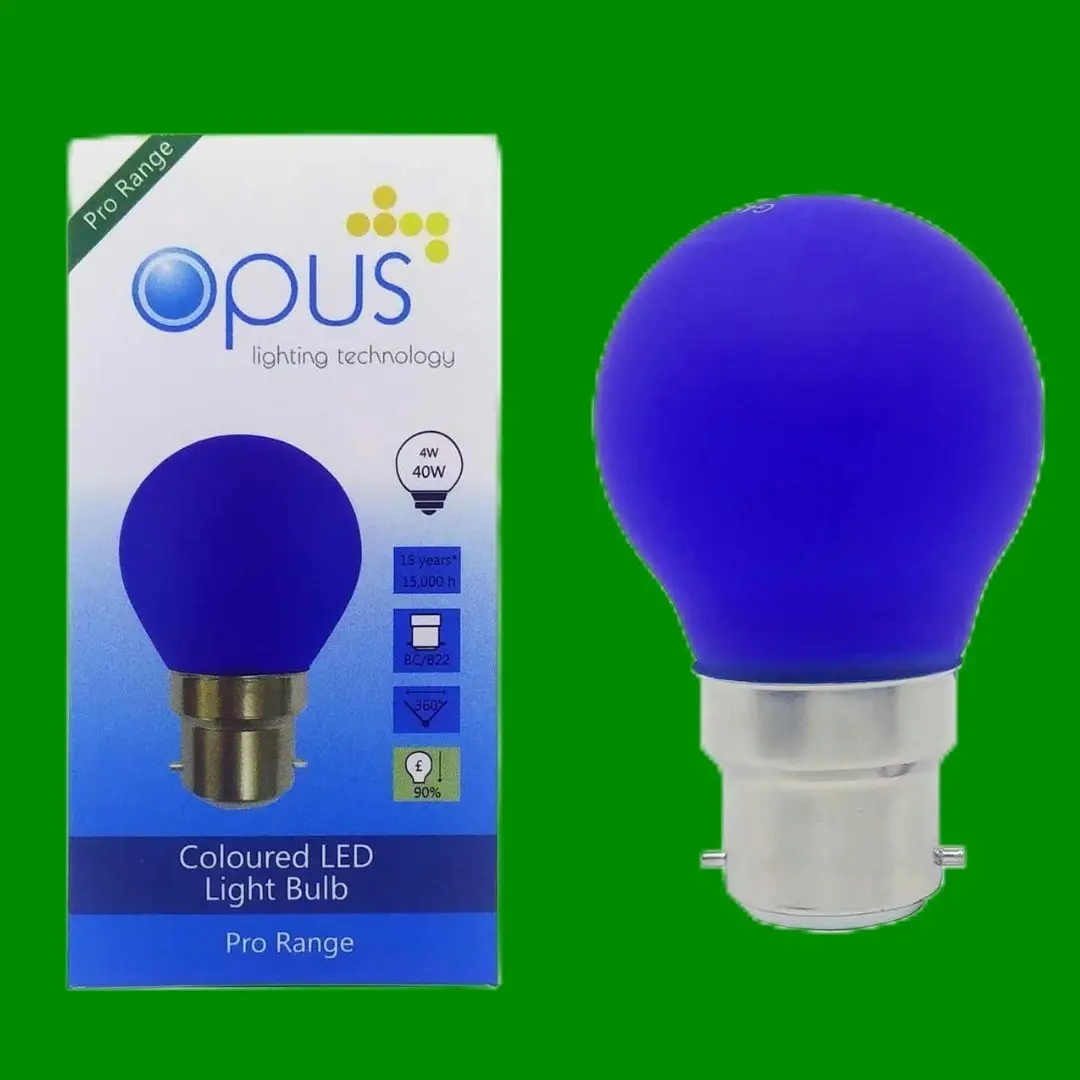 1x 4W Blue Coloured LED Party Golf Ball G45 Round Light Bulb BC B22 Bayonet Cap