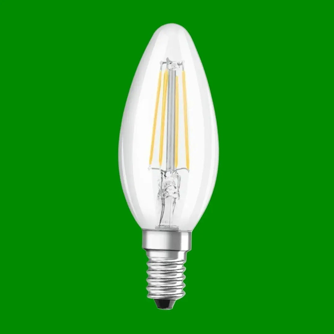 2x 4W (=40W) Osram Clear LED Filament Candle Light Bulb SES E14 Warm White 470lm - image 3 | Free standard UK delivery included | Discount Quality Products