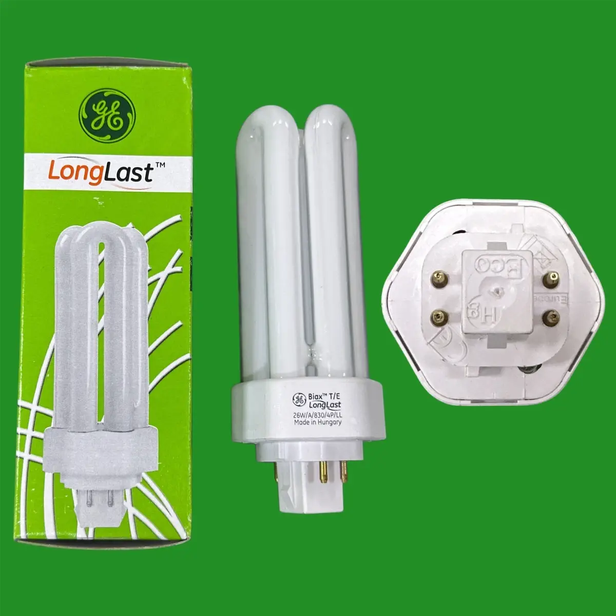 1x 26W GE GX24Q-3 4 pin CFL PLL Light Bulb Low Energy 3000K BIAX T/E Lamp 830