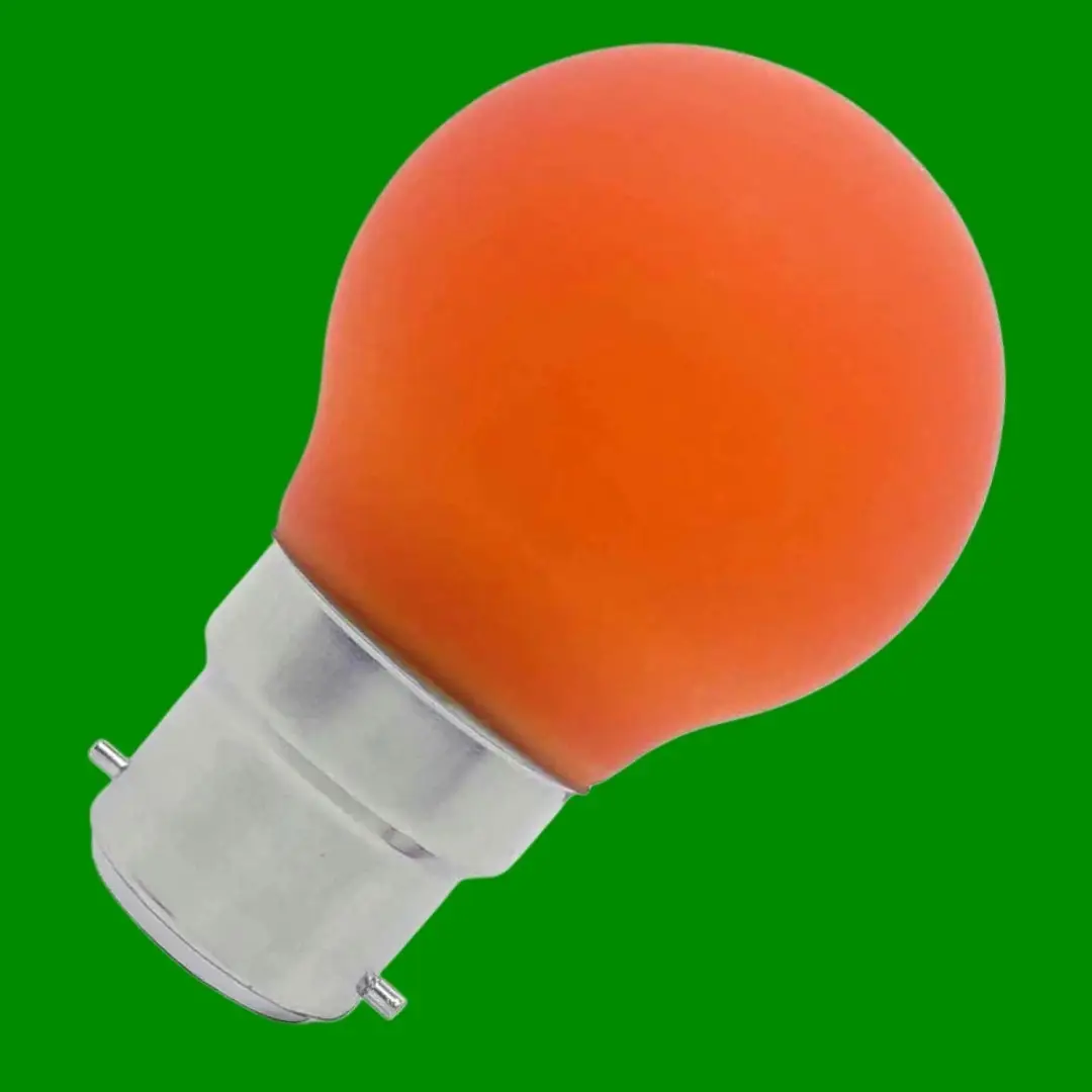 4x 4W Orange Coloured LED Party Golf Ball G45 Round Light Bulb B22 Bayonet Cap - image 2 | Free standard UK delivery included | Discount Quality Products