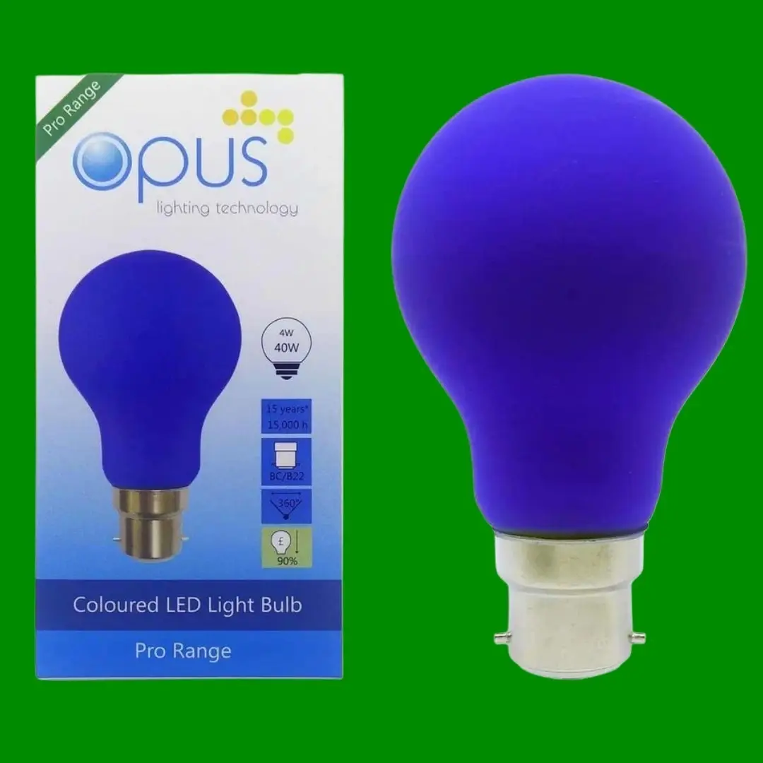 1x 4W LED Blue Light Bulb GLS A60 BC B22 Bayonet Low Energy Coloured Lamp